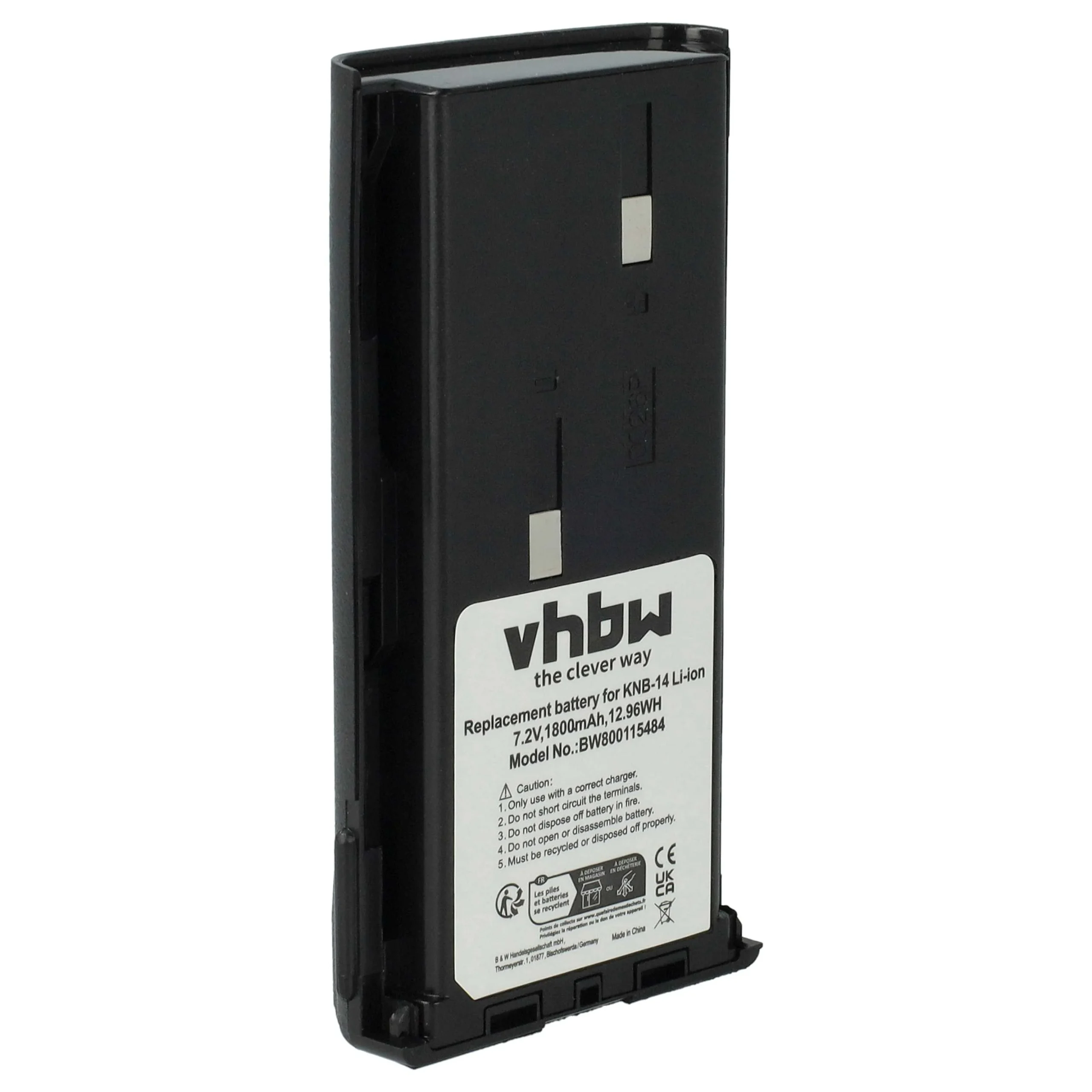 Batterie remplace Bidatong BD-15-L pour radio talkie-walkie Kenwood- 1800mAh 7,4V Li-ion