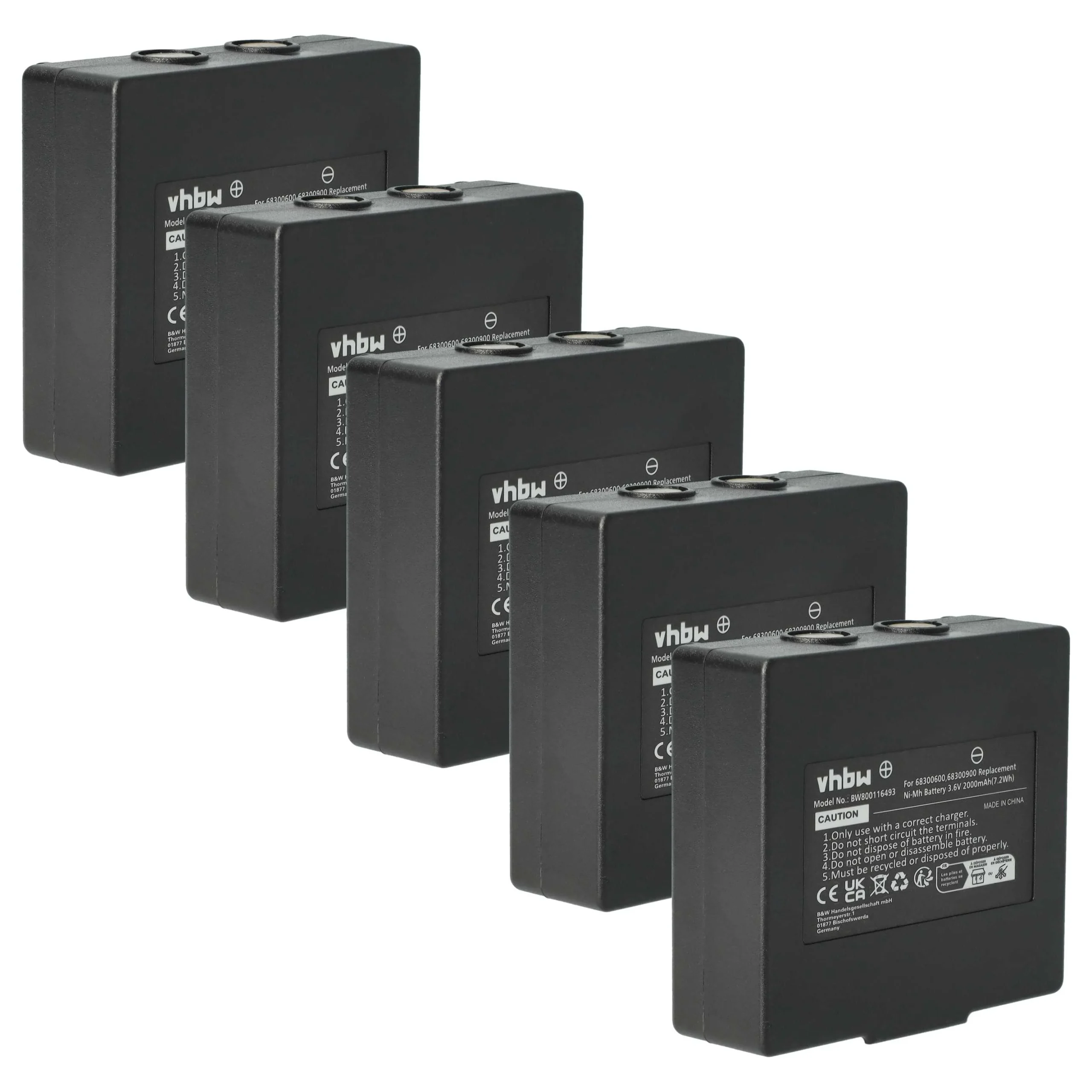 Batterie (5 pièces) remplace Abitron KH68300990, EX2-22 - 2000mAh 3,6V NiMH