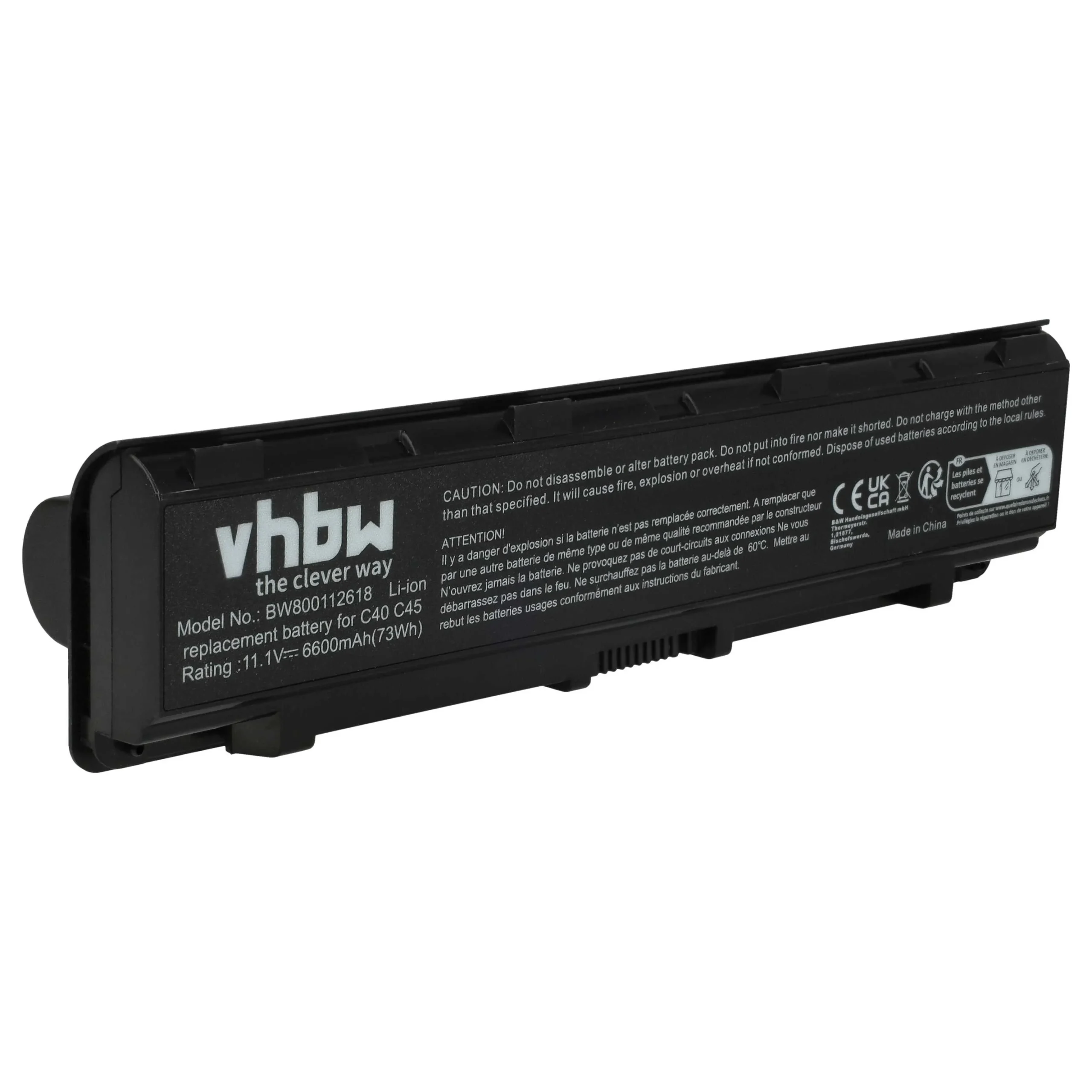 Batterie remplace Toshiba PA5108, PA5108U-1BRS pour ordinateur portable Toshiba- 6600mAh 10,8V Li-ion, noir