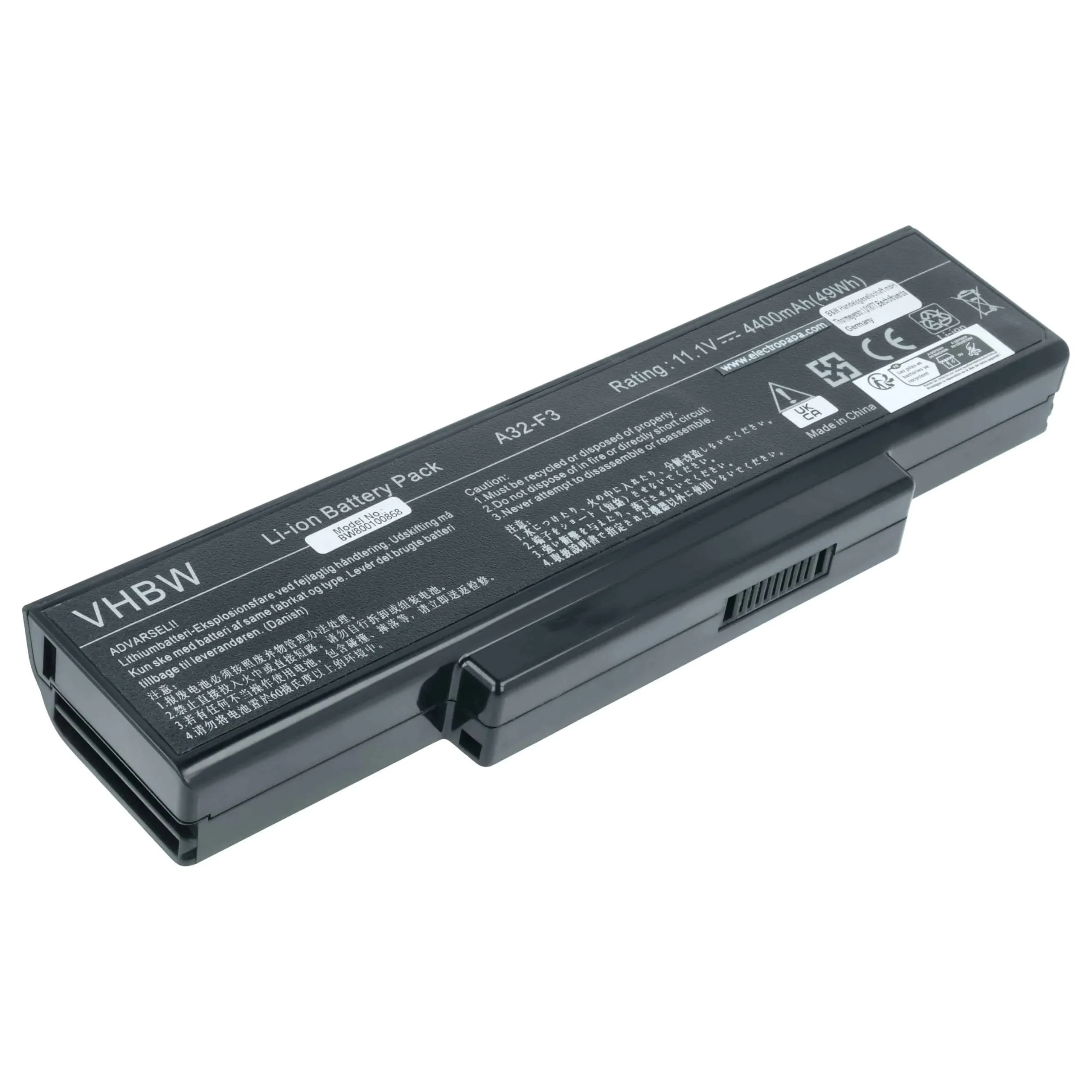Batterie remplace Asus A32-Z96, A32-Z94, A32-F3 pour ordinateur portable Philips- 4400mAh 11,1V Li-ion, noir