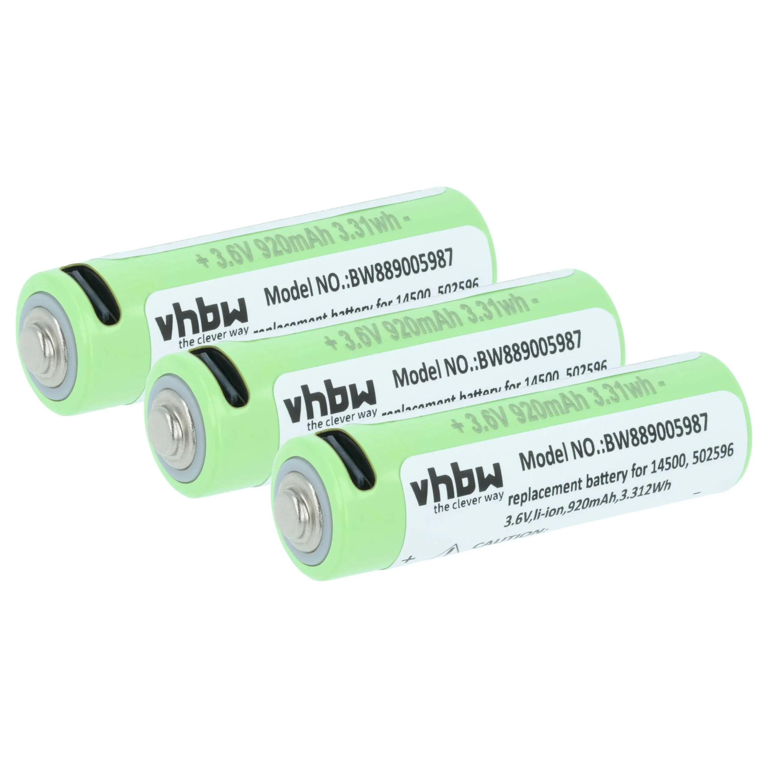 Batterie (3 pcs.) remplace Ledlenser 14500, 502596 lampe de poche Ledlenser - 0,92Ah 3,6V Li-ion
