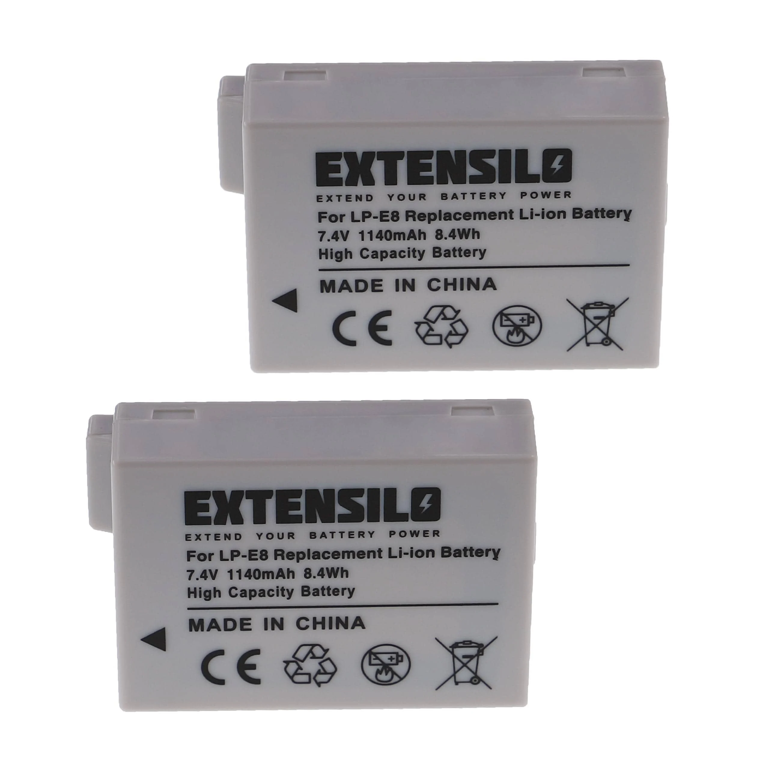 2x Batteries remplace Canon LP-E8 pour appareil photo Canon- 1140mAh 7,4V Li-ion