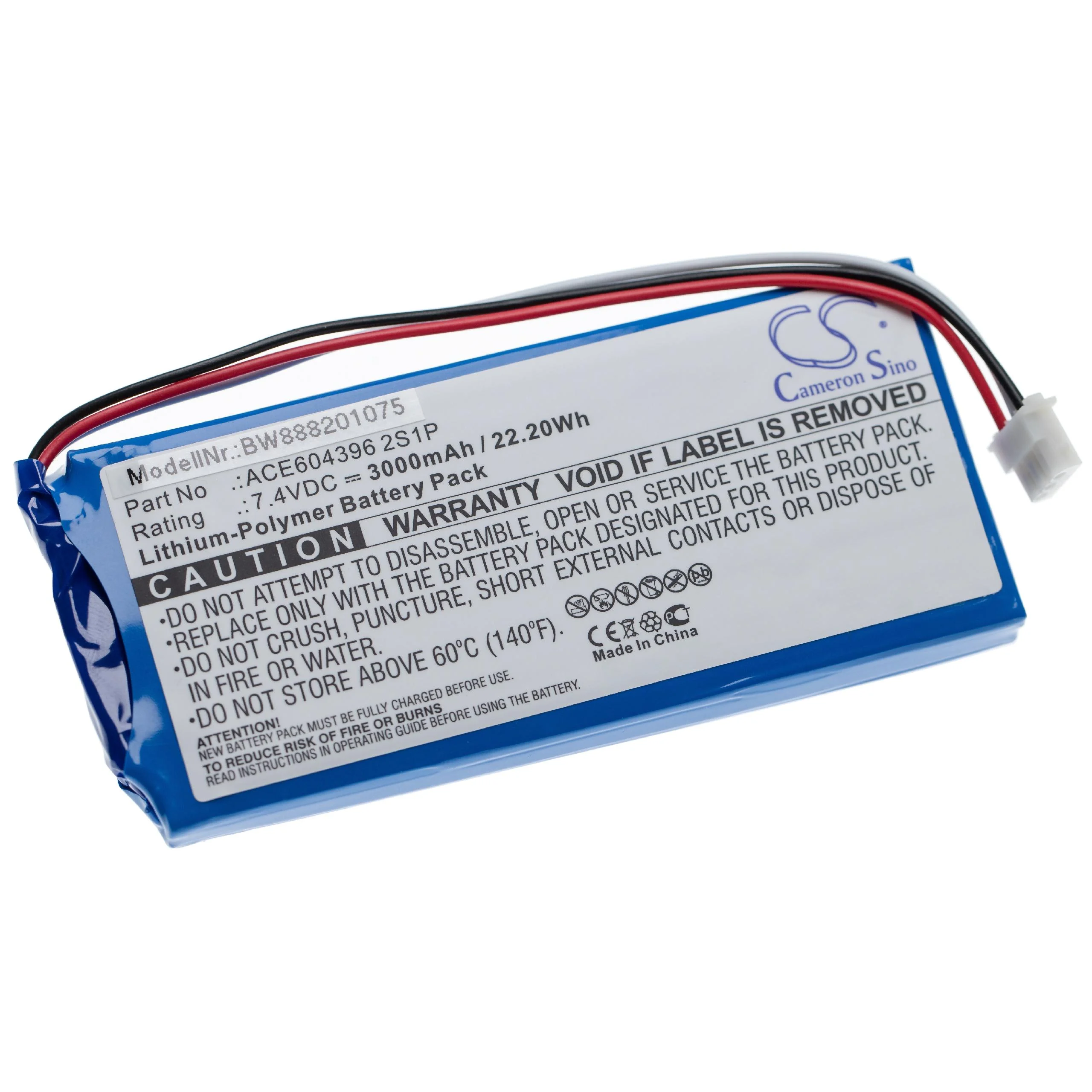 Batterie remplace Aaronia E-0205, ACE604396 2S1P outil de mesure Aaronia - 3000mAh 7,4V Li-polymère