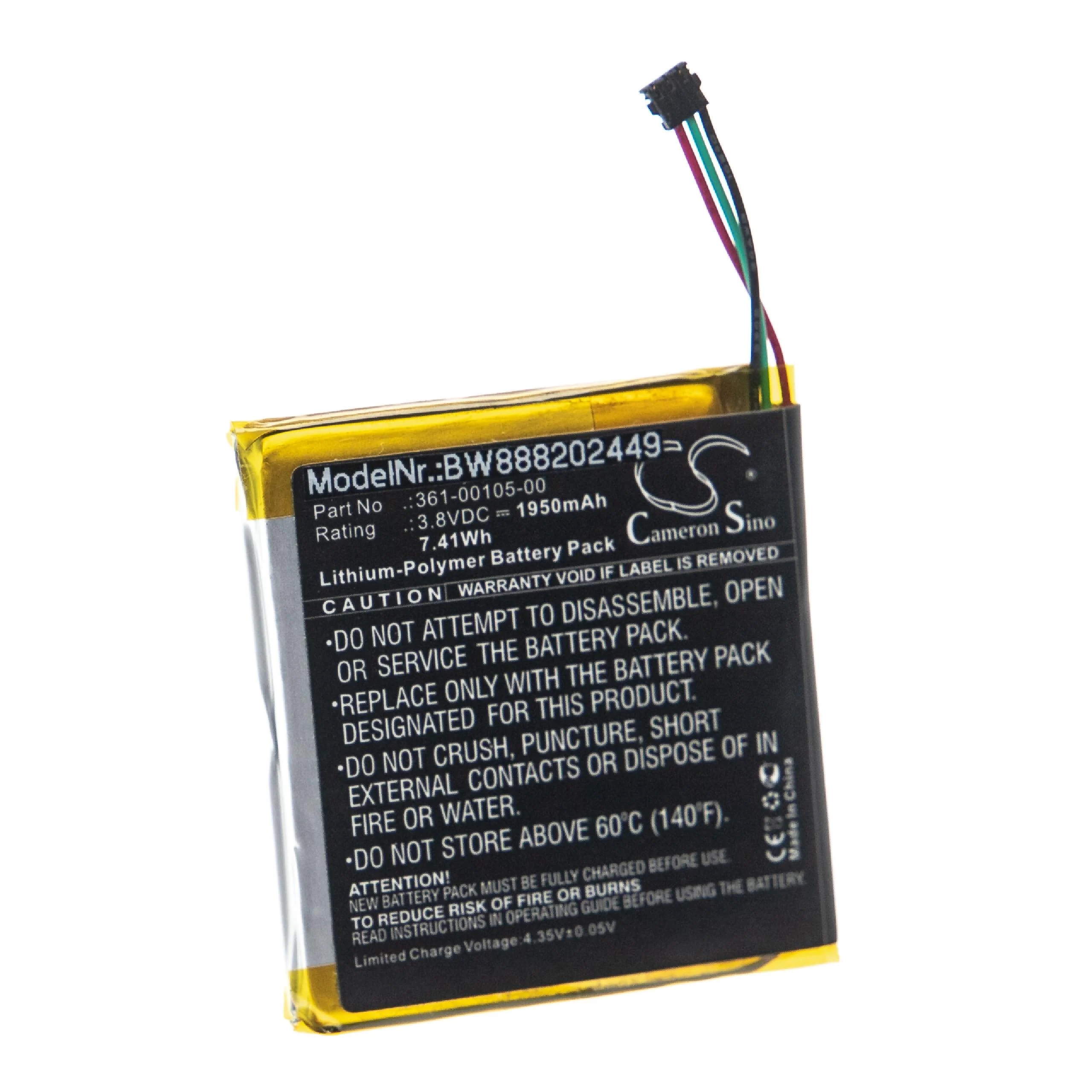 Batterie remplace Garmin 361-00105-00 pour compteur de vélo GPS Garmin - 1950mAh 3,8V Li-polymère