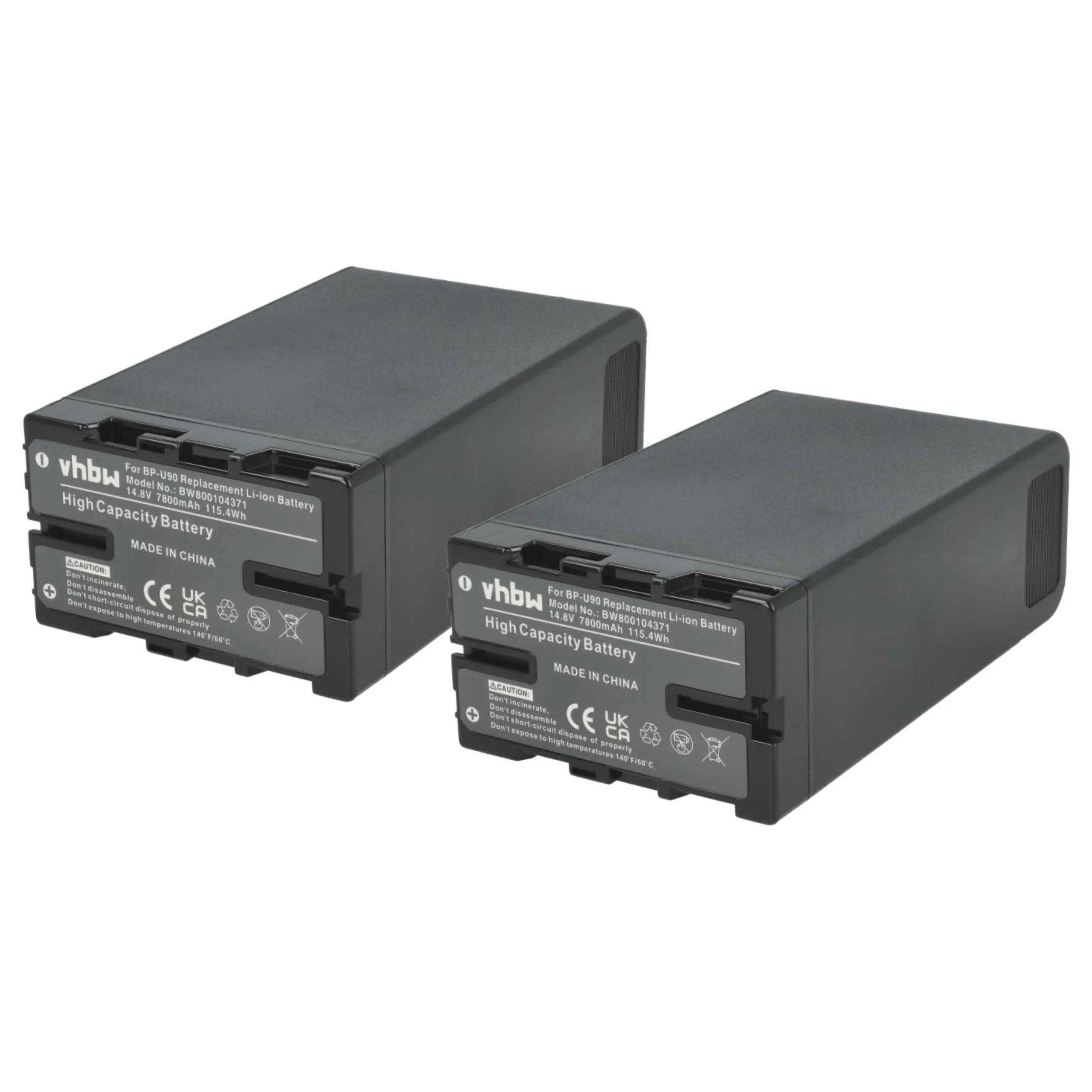 2x Batteries remplace Sony BP-U90, BP-U60, BP-U30, BP-U95 pour caméscope Sony- 7800mAh 14,8V Li-ion avec puce