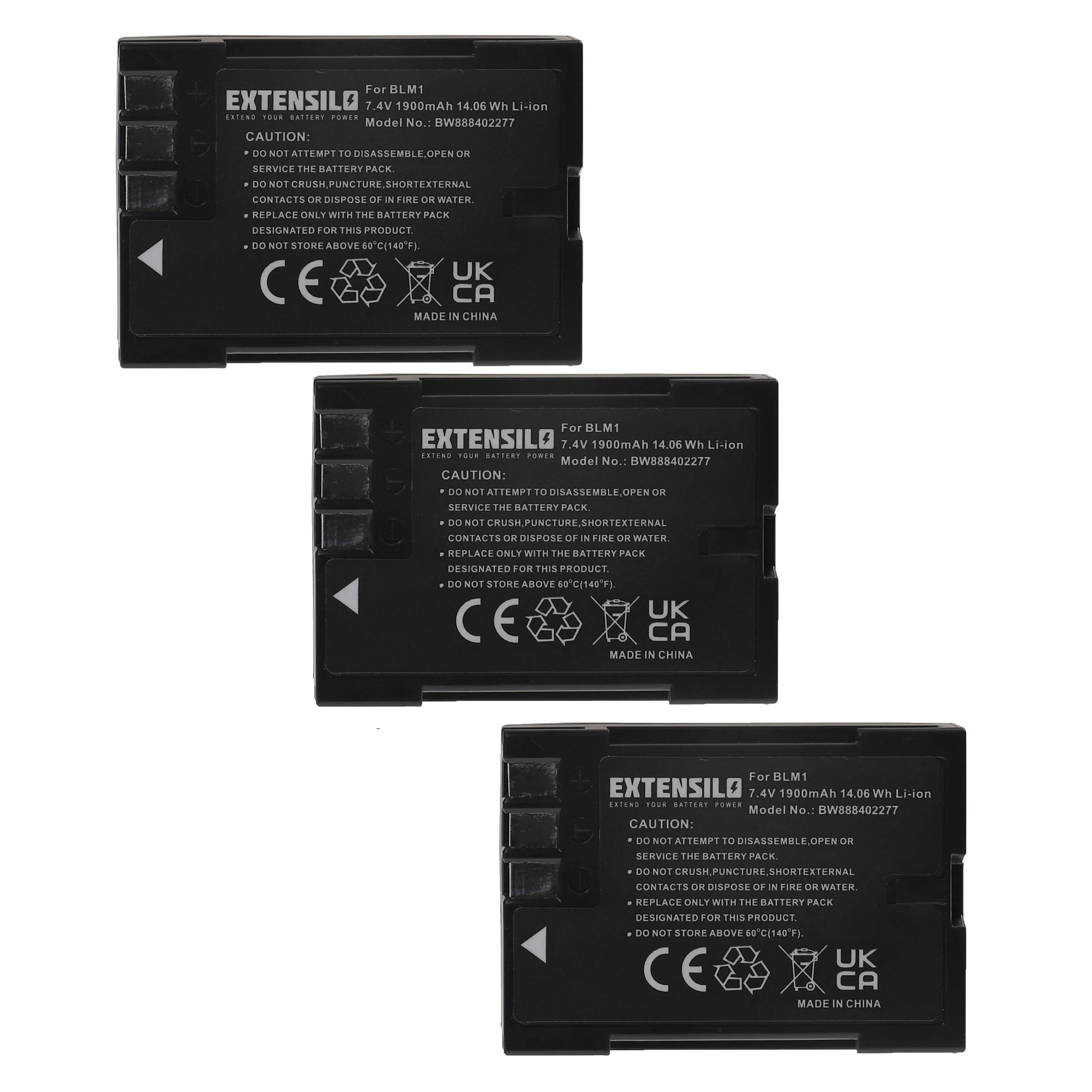 3x Batteries remplace Olympus PS-BLM1 pour appareil photo Olympus- 1900mAh 7,4V Li-ion