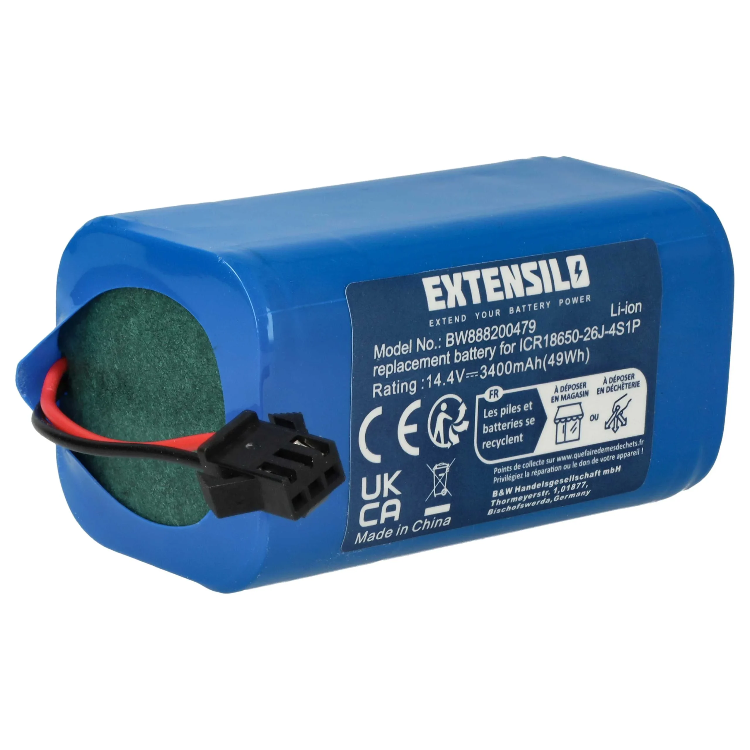 Batterie remplace Cecotec CONG1002 pour robot aspirateur Eufy - 3400mAh 14,4V Li-ion