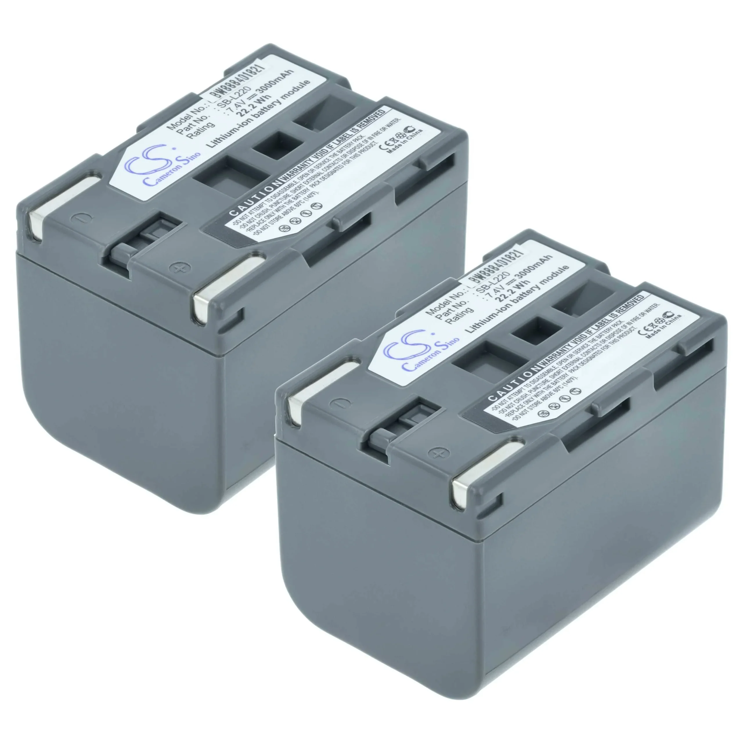 2x Batteries remplace Samsung SB-L70A, SB-L70, SB-L220, SB-L110 pour appareil photo Leaf- 3000mAh 7,4V Li-ion
