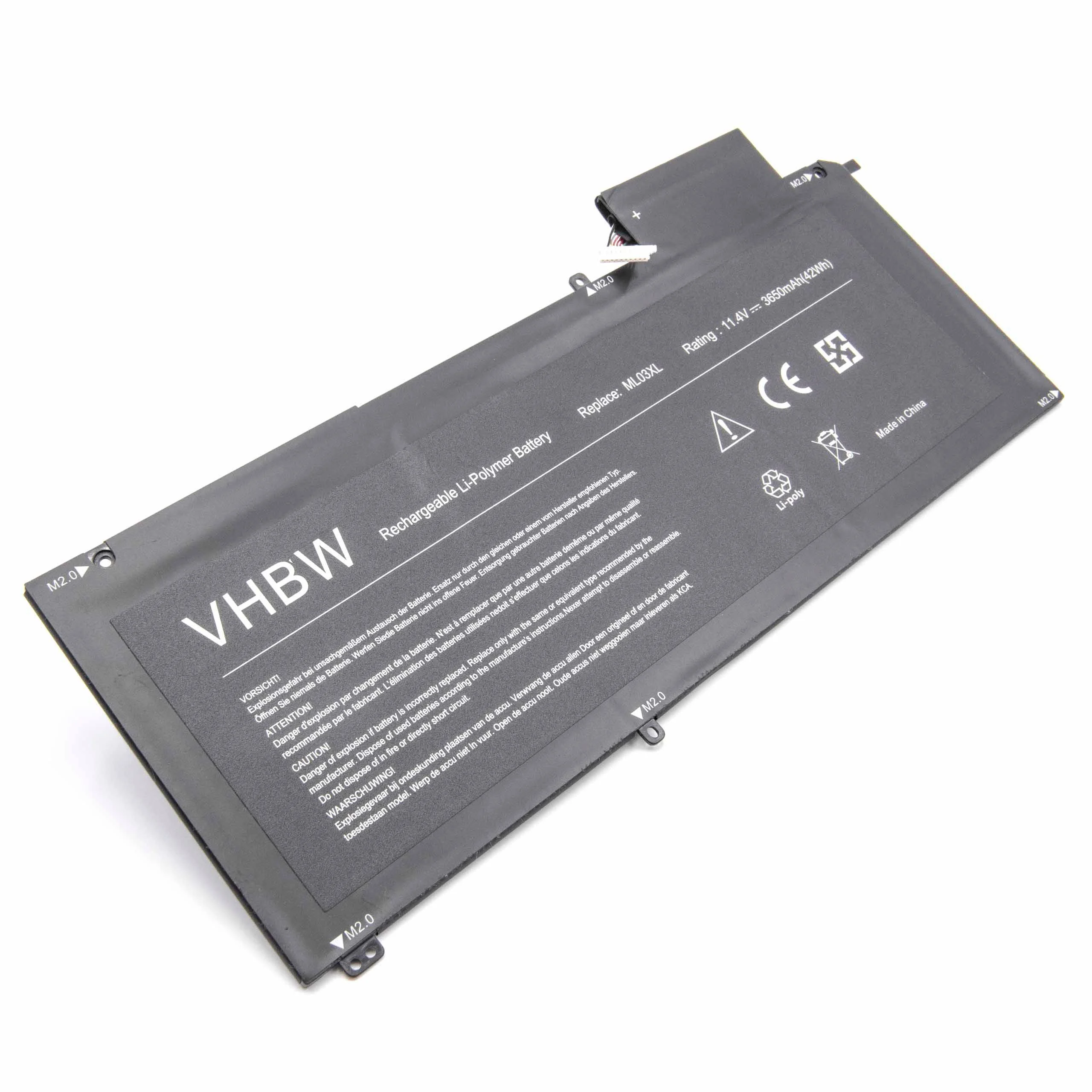 Batterie remplace HP 814277-005, 813999-1C1 pour ordinateur portable HP- 3650mAh 11,4V Li-polymère, noir