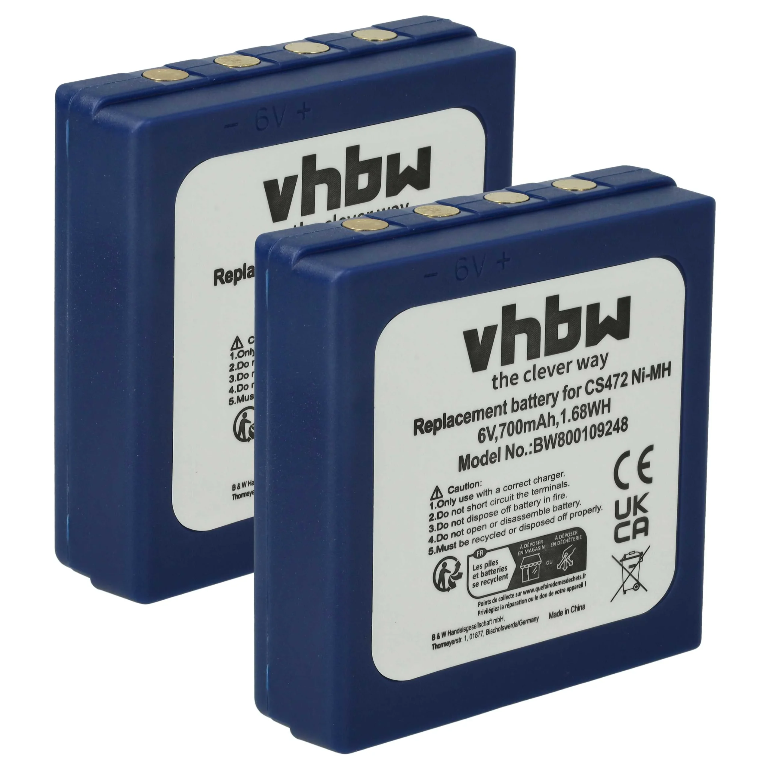 2x Batteries remplace HBC BA203060, AF-FUB03M, BA222060 pour radio talkie-walkie Hetronic- 700mAh 6V NiMH