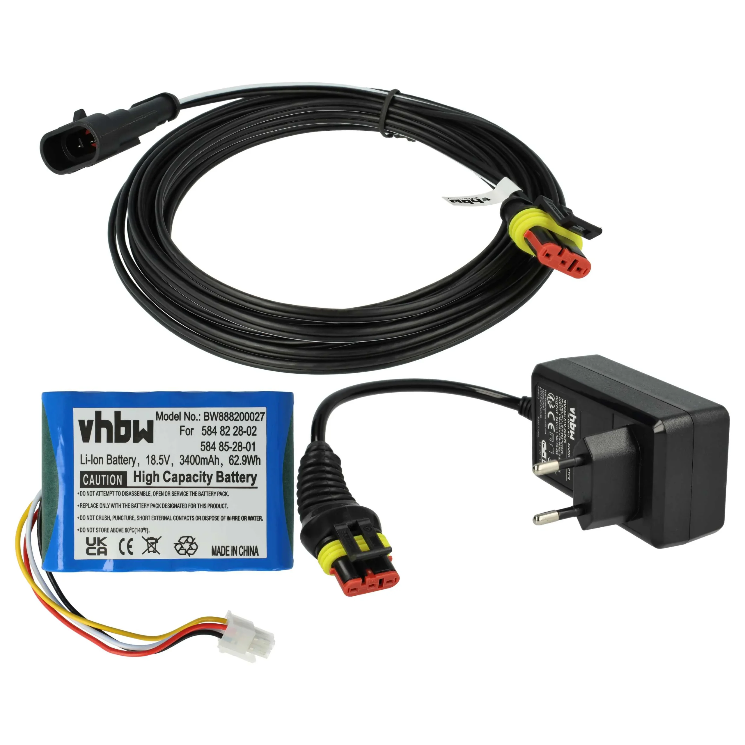 Prise, Batterie 3400 mAh, Câble 5m remplace Gardena 00057-98.251.01 pour tondeuse