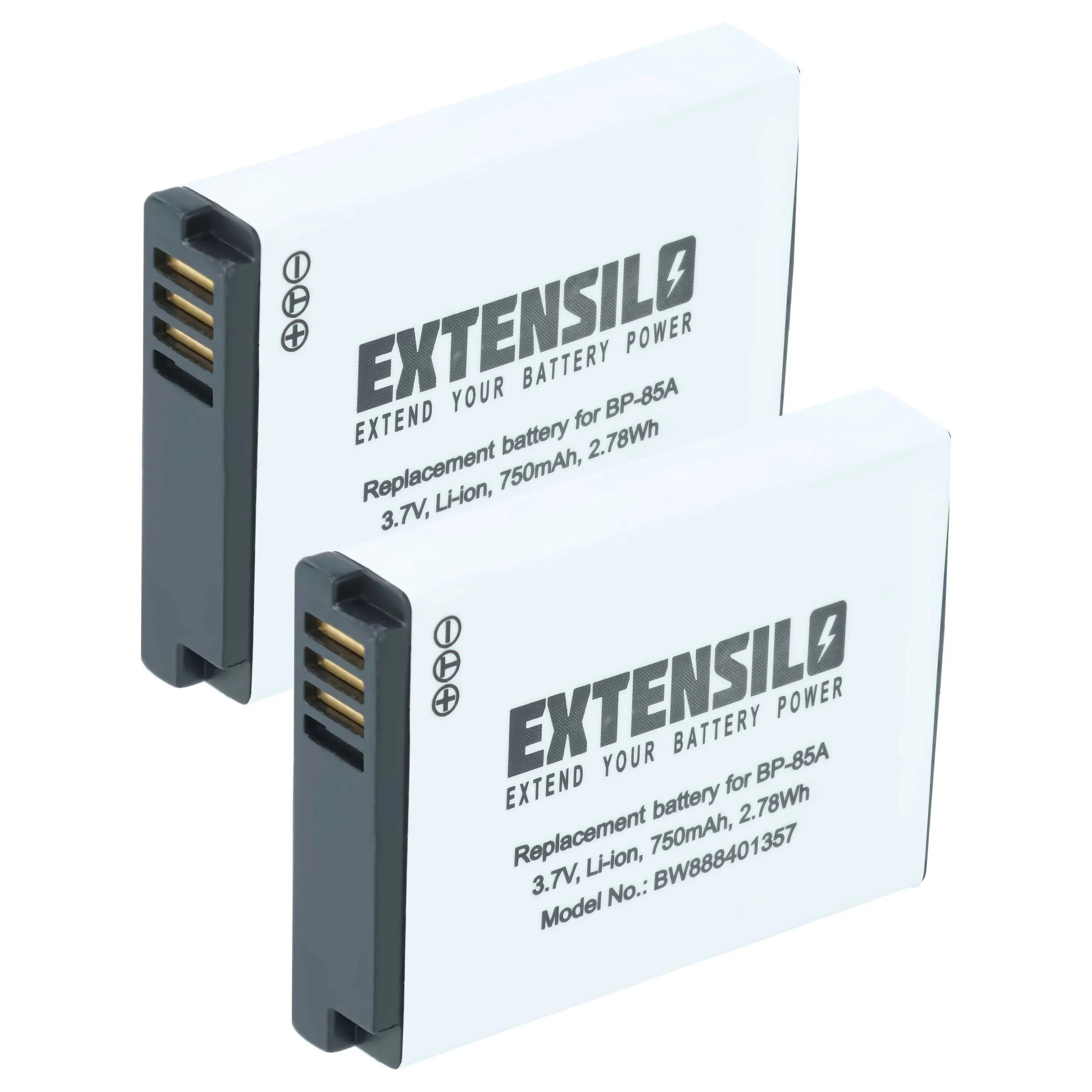 2x Batteries remplace Samsung BP-85a, BP85a, EA-BP85a pour appareil photo Samsung- 750mAh 3,7V Li-ion