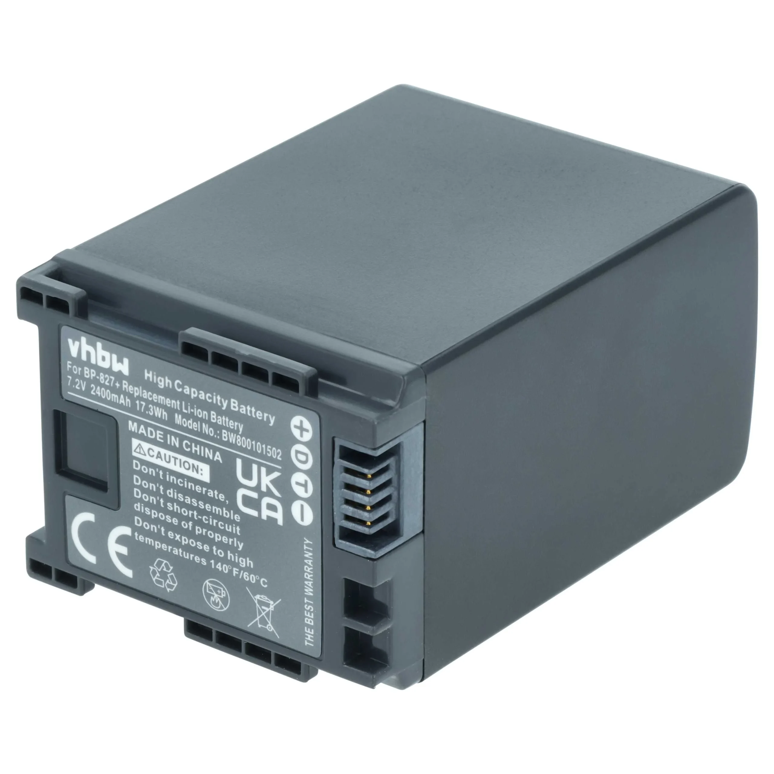 Batterie remplace Canon BP-828, 2740B002, BP-827 pour caméscope Canon- 2400mAh 7,2V Li-ion avec puce