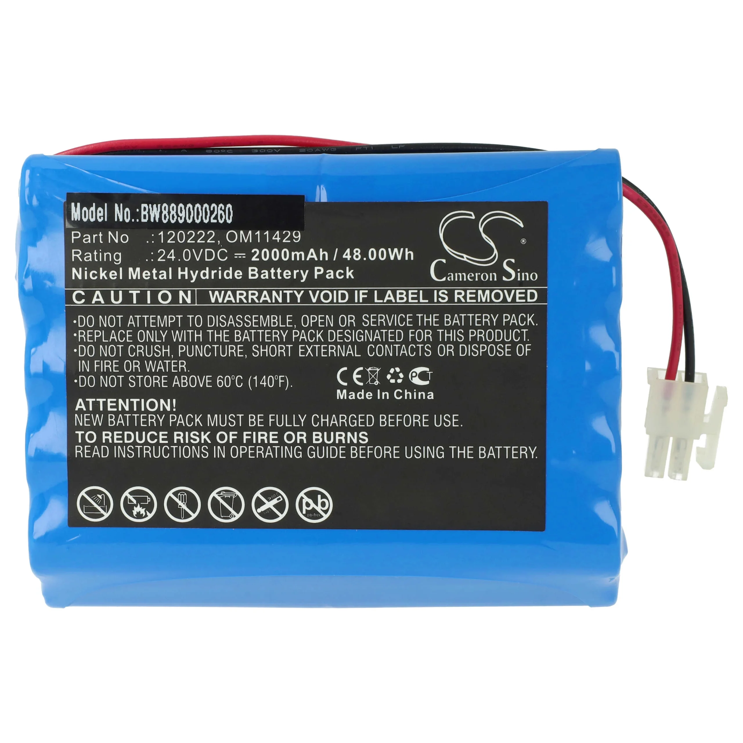 Batterie remplace Cardioline 0593, 120222, 1220211-01 pour appareil médical Cardioline - 2000mAh 24V NiMH