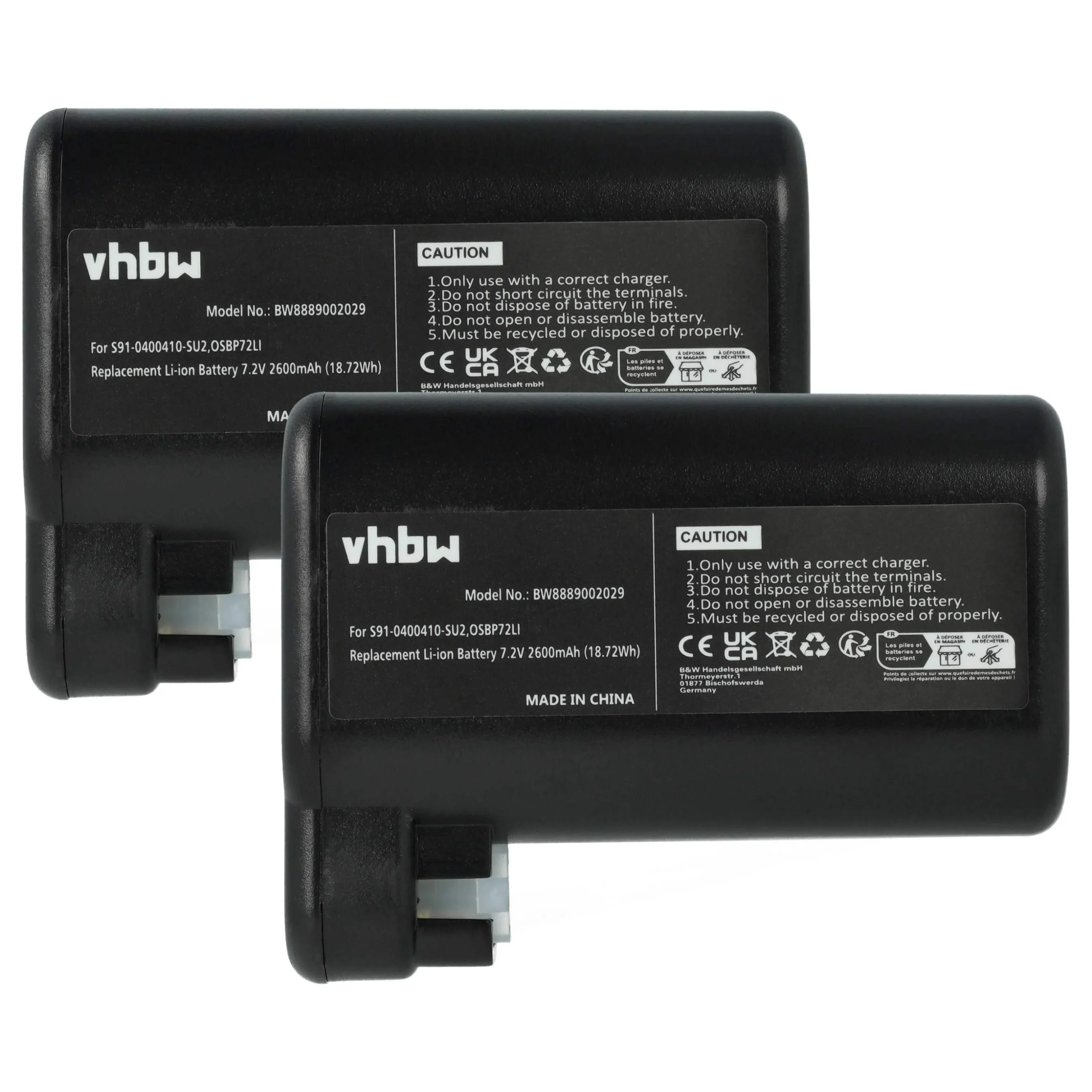 2x Batteries remplace AEG S91-0400410-SU2, OSBP72LI pour robot aspirateur Electrolux - 2600mAh 7,2V Li-ion