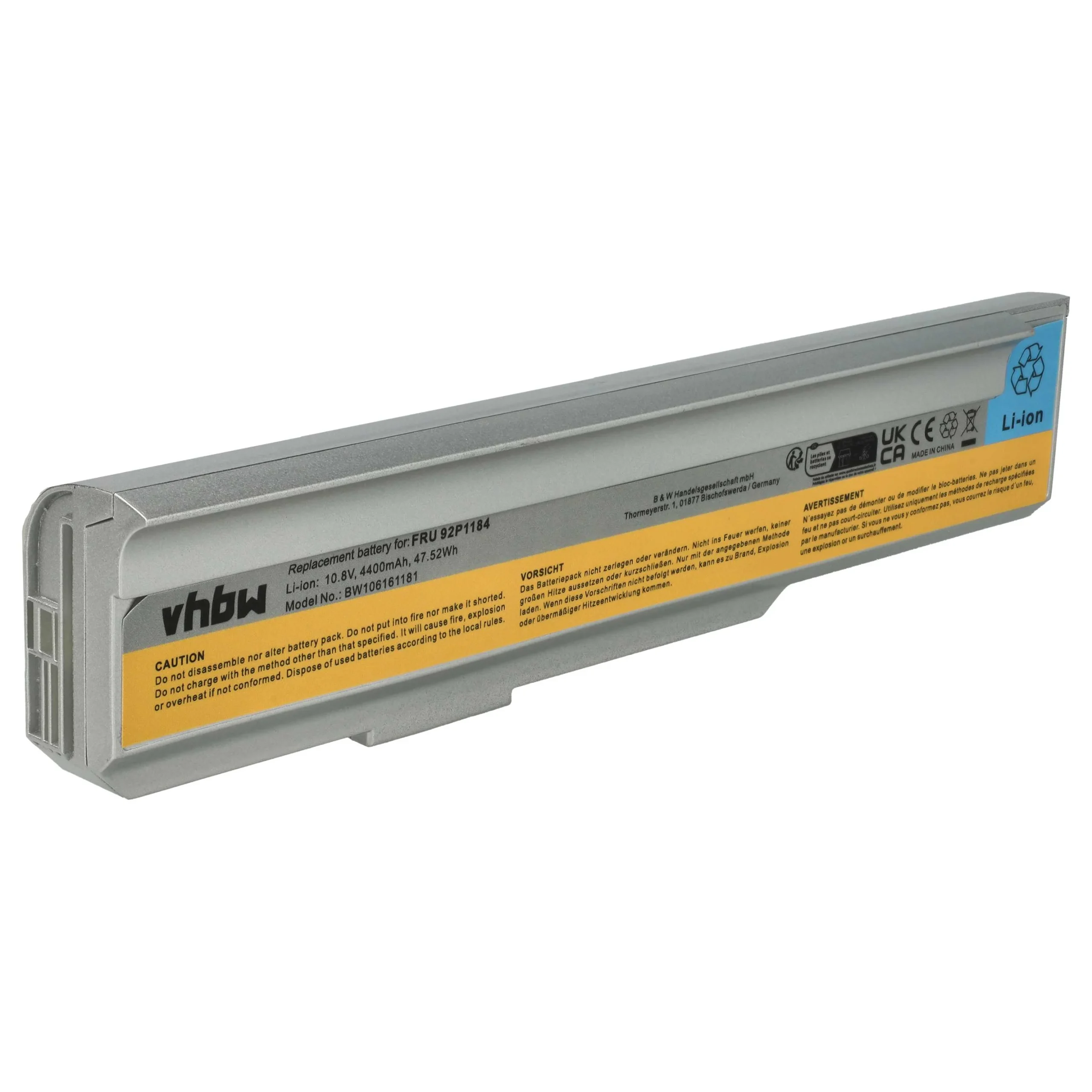 Batterie remplace Lenovo 40Y8322, 40Y8315 pour ordinateur portable Lenovo- 4400mAh 10,8V Li-ion, argenté