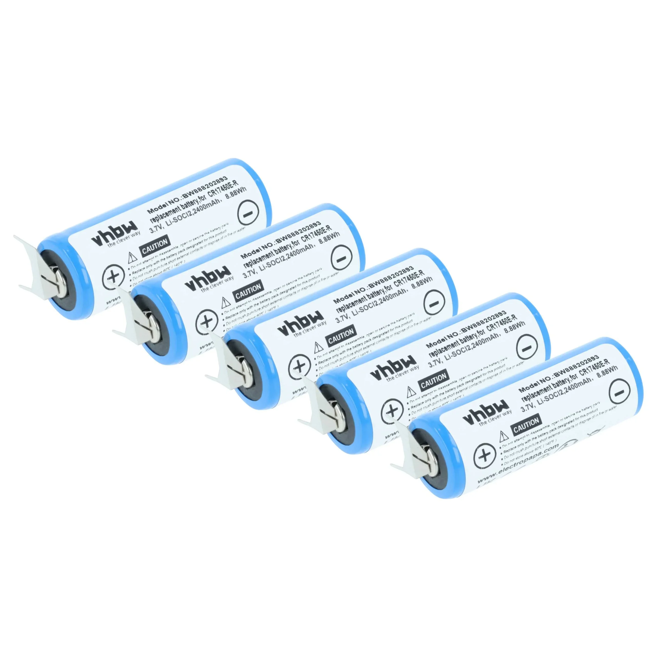 Pile (5 pcs.) remplace CR17450E-R - 2400mAh 3V Li-ion