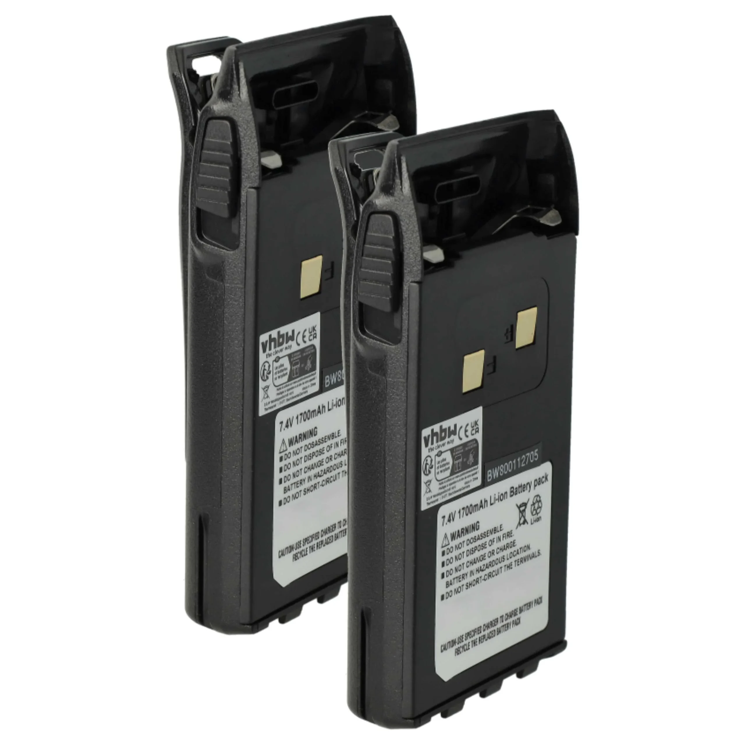 2x Batteries remplace BLO-004, BLO-007, BLO-001 pour radio talkie-walkie Maas- 1700mAh 7,4V Li-ion