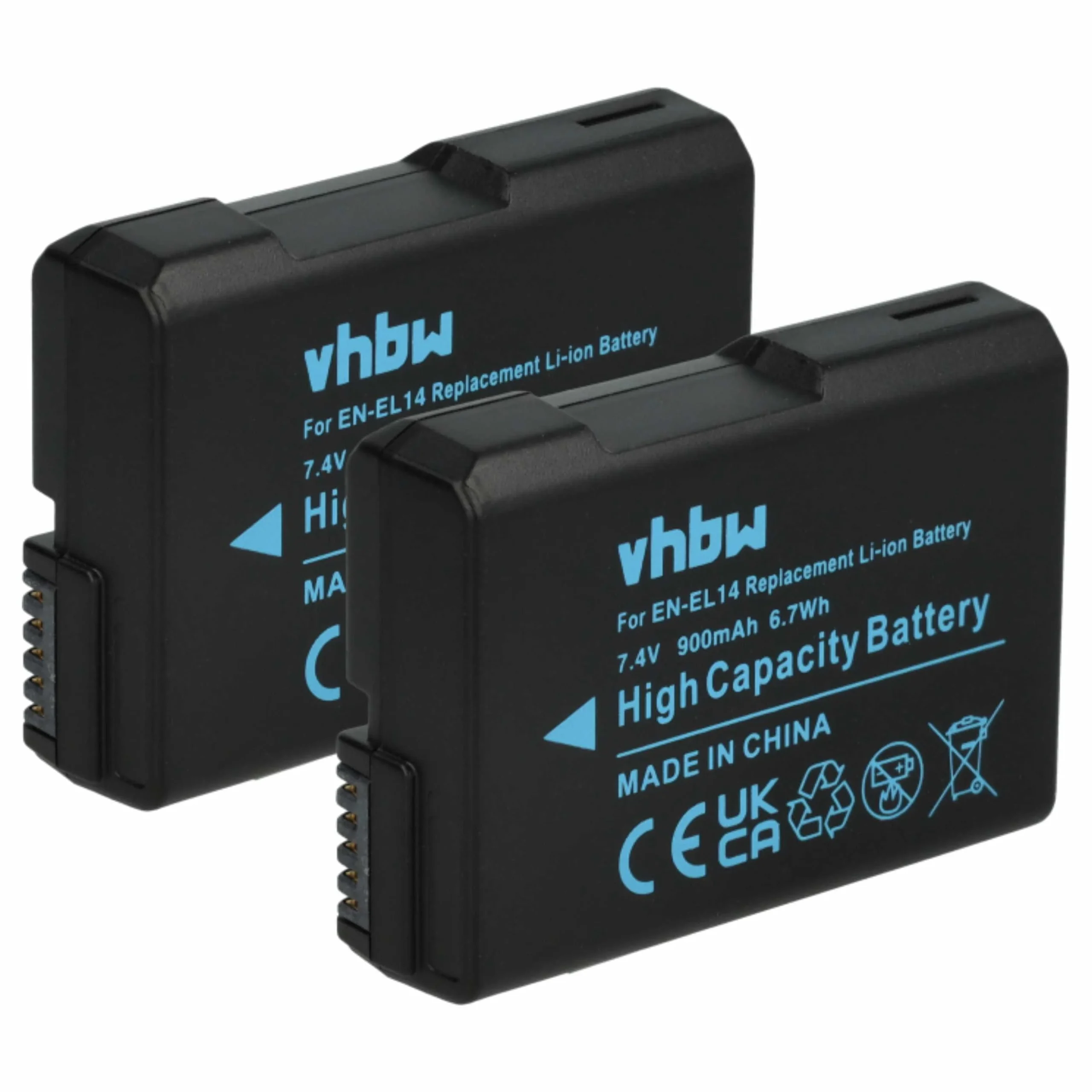 2x Batteries remplace Nikon EN-EL14 pour appareil photo Nikon- 950mAh 7,2V Li-ion