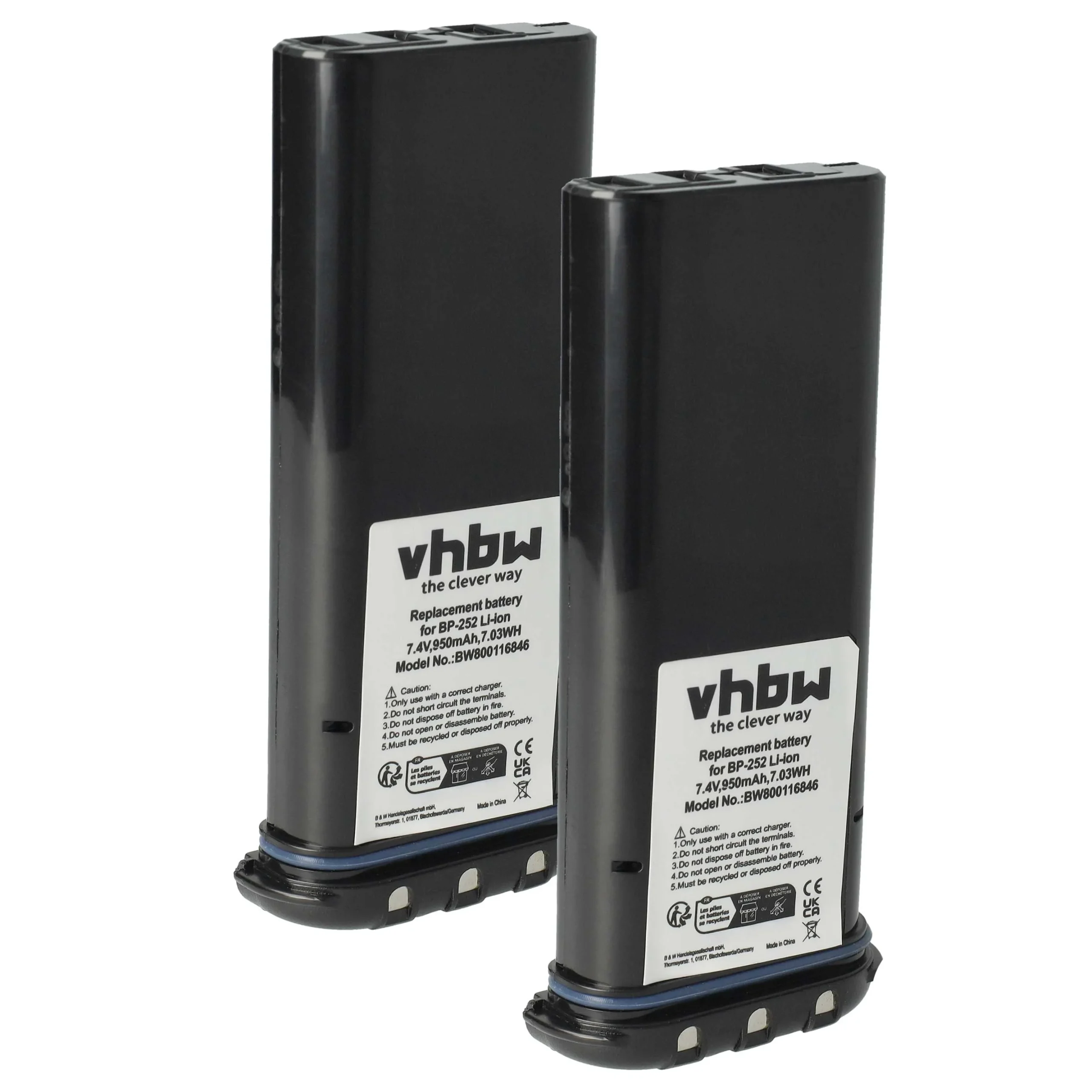 2x Batteries remplace Icom BP-252 pour radio talkie-walkie Icom- 950mAh 7,4V Li-ion