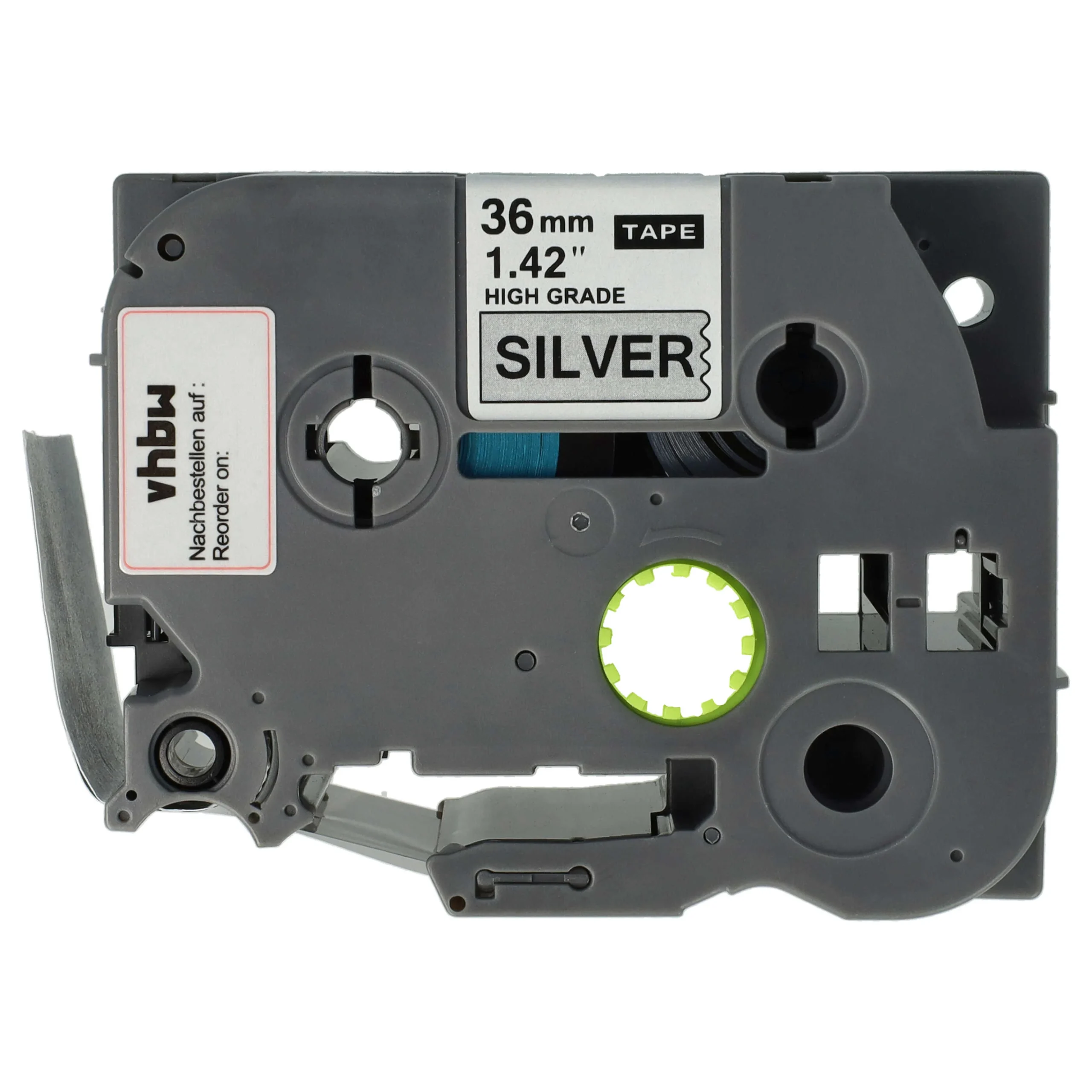 Cassette à ruban remplace Brother HGES961, AHe-S961 - 36mm lettrage Noir ruban Argent, plastique, extra fort