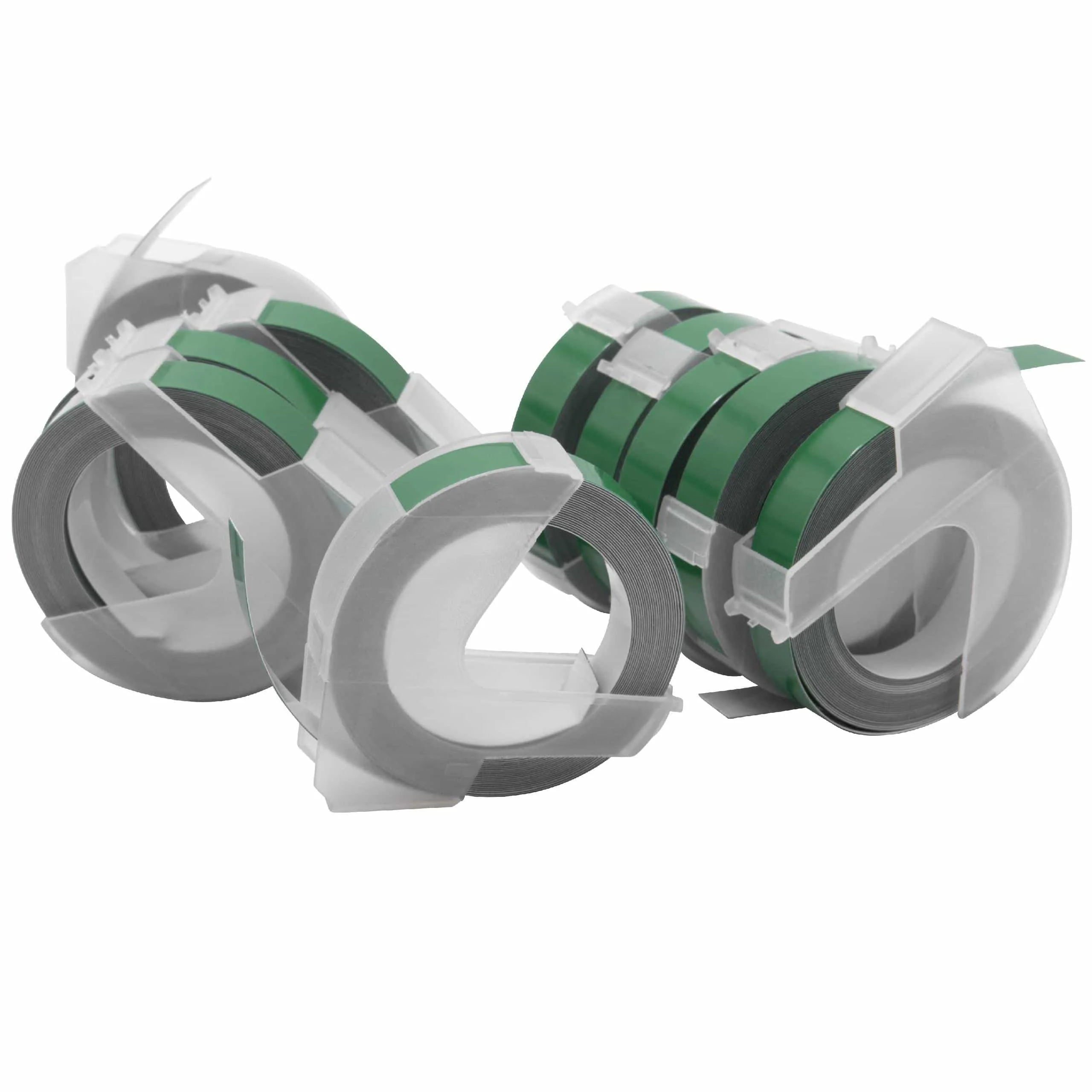 10x Cassettes à ruban, gaufrage relief remplacent Dymo 0898160 - 9mm lettrage Blanc ruban Vert, plastique