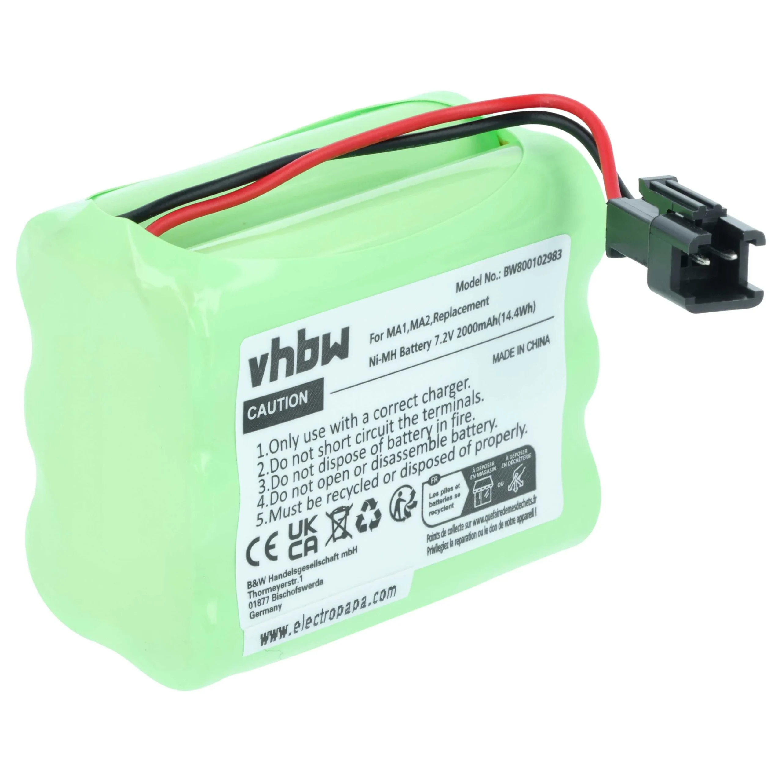 Batterie remplace Tivoli MA-1, MA-2, MA-3, MA1, MA2 radio - 2000mAh 7,2V NiMH