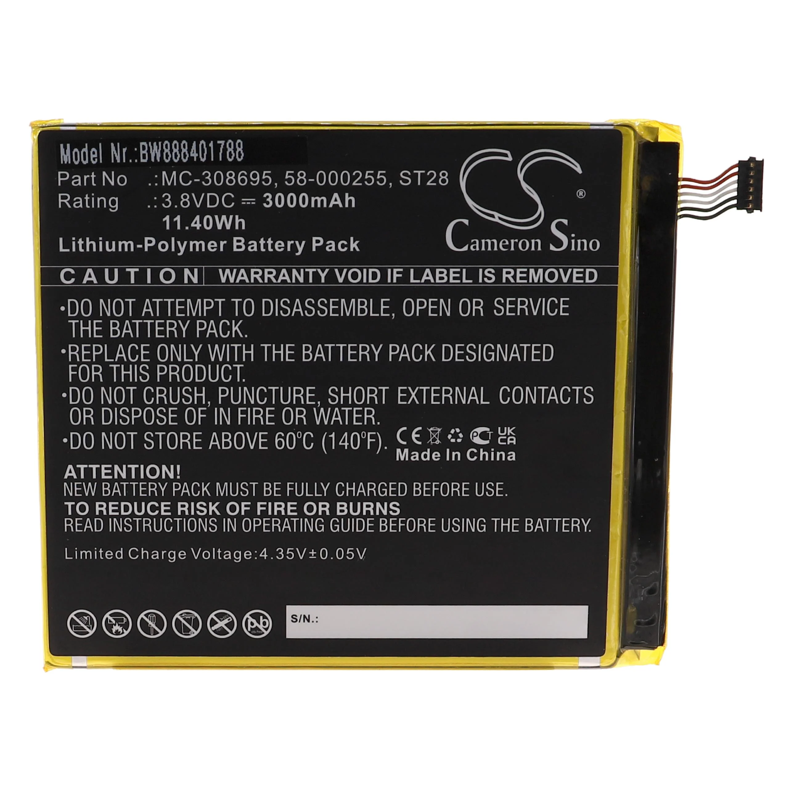 Batterie remplace Amazon 58-000255, ST28, MC-308695 tablette - 3000mAh 3,8V Li-polymère