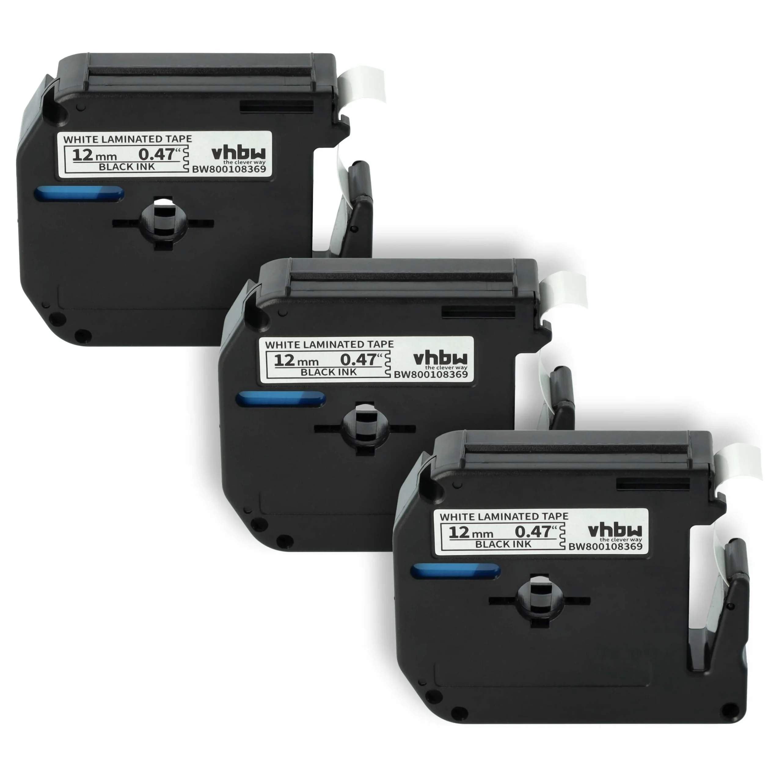 3x Cassettes à ruban remplacent Brother M-K231 - 12mm lettrage Noir ruban Blanc, plastique