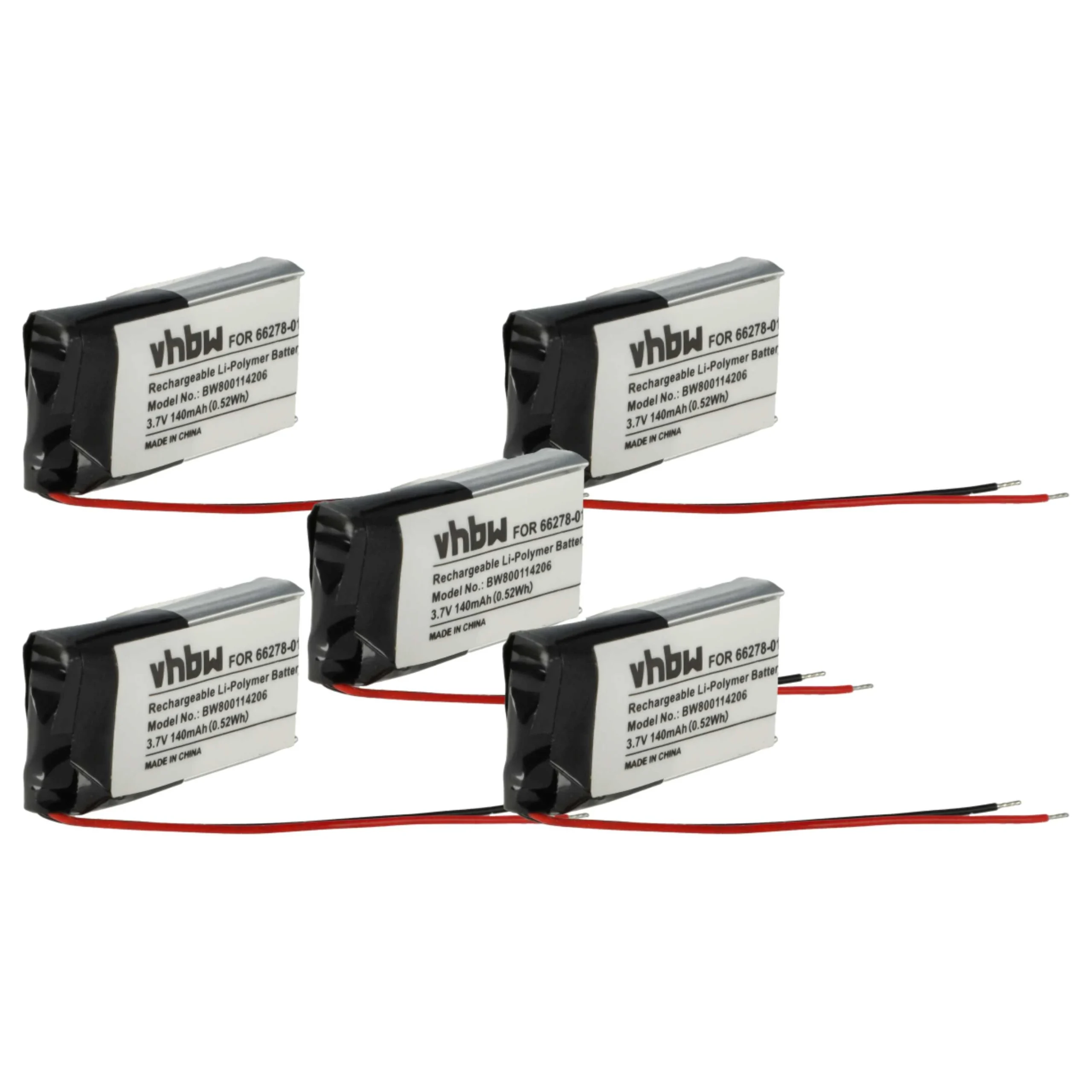 Batterie (5 pcs.) remplace Plantronics 66278-01, 79879-01 casque audio Plantronics - 140mAh 3,7V Li-polymère