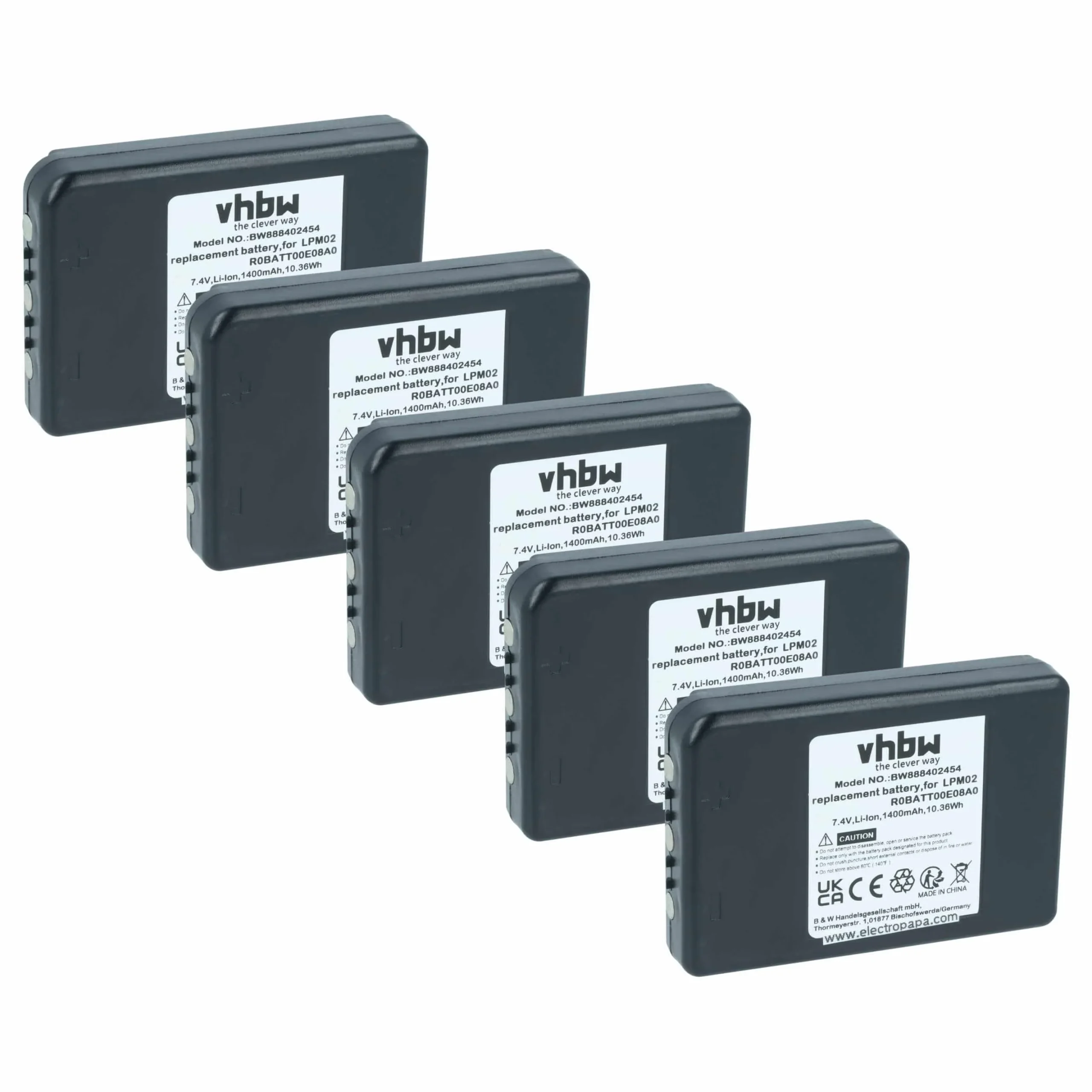 Batterie (5 pièces) remplace Autec R0BATT00E08A0, LPM02 - 1400mAh 7,4V Li-ion