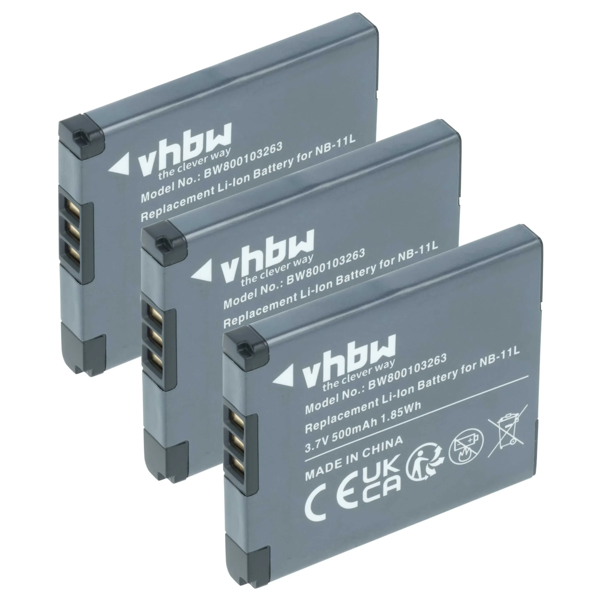 3x Batteries remplace Canon NB-11LH, NB-11L pour appareil photo Canon- 500mAh 3,7V Li-ion
