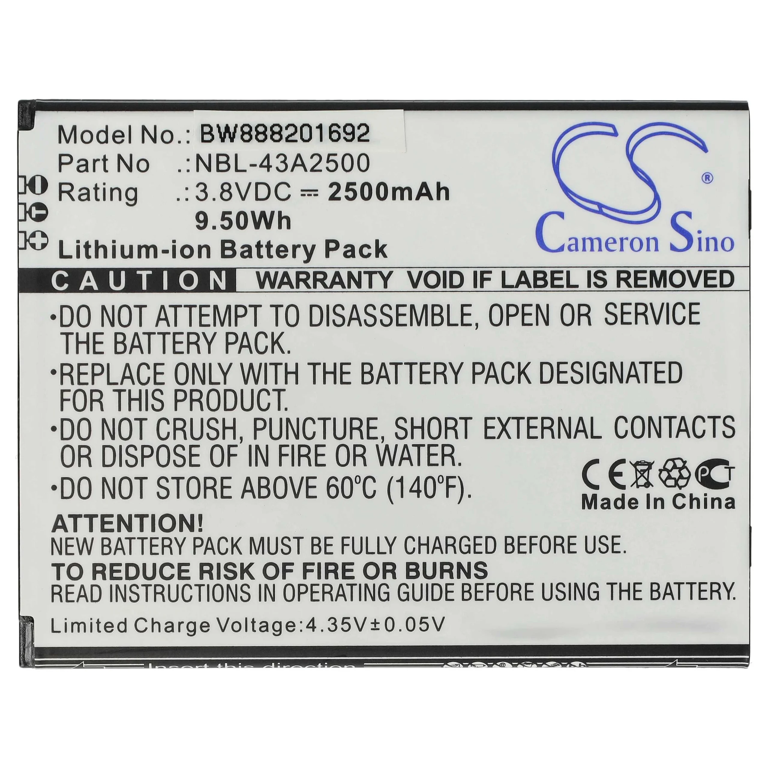 Batterie remplace TP-Link / Neffos NBL-43A2500 téléphone portable TP-Link / Neffos - 2500mAh 3,8V Li-ion