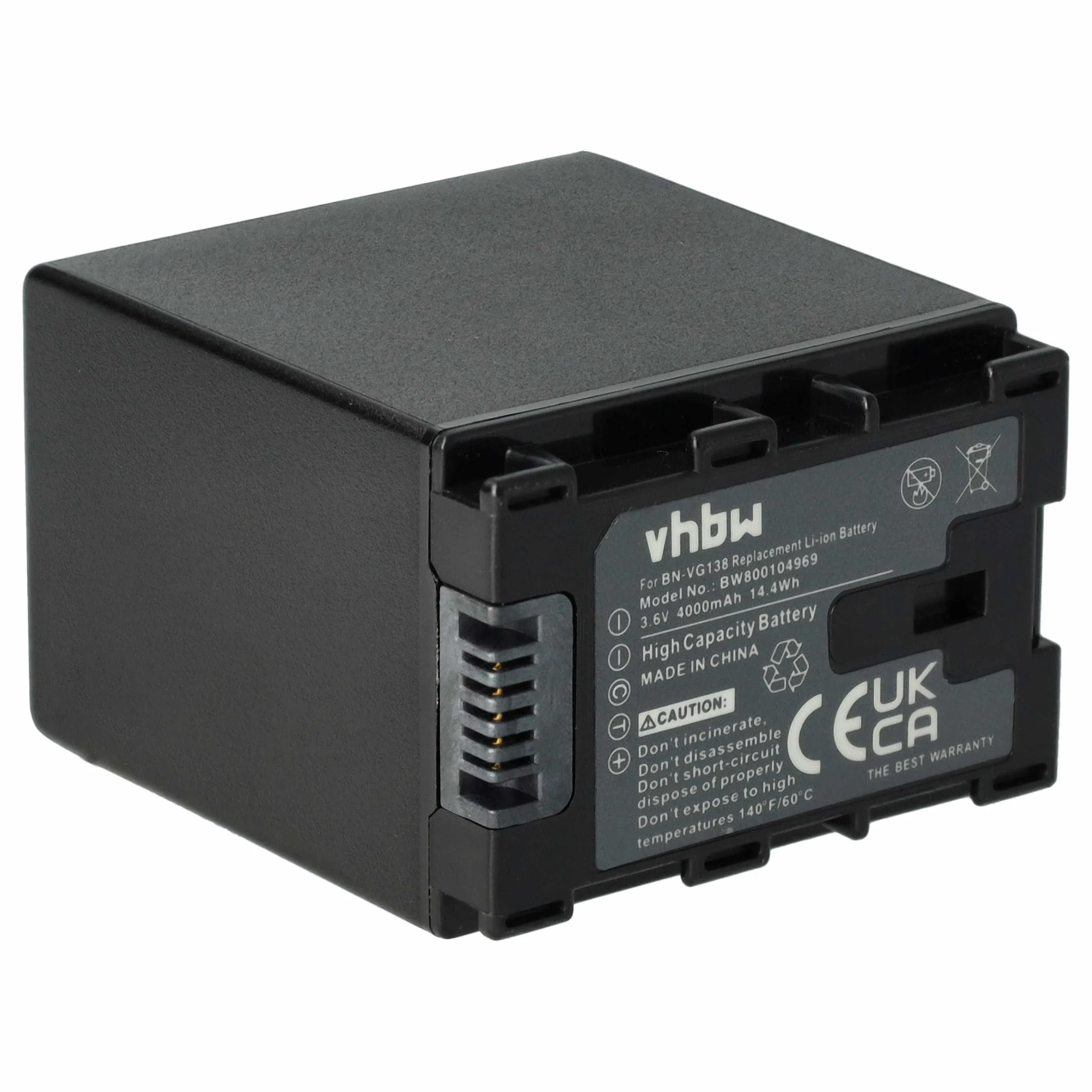Batterie remplace JVC BN-VG138, BN-VG138E, BN-VG138AC pour caméscope JVC- 4000mAh 3,6V Li-ion avec puce