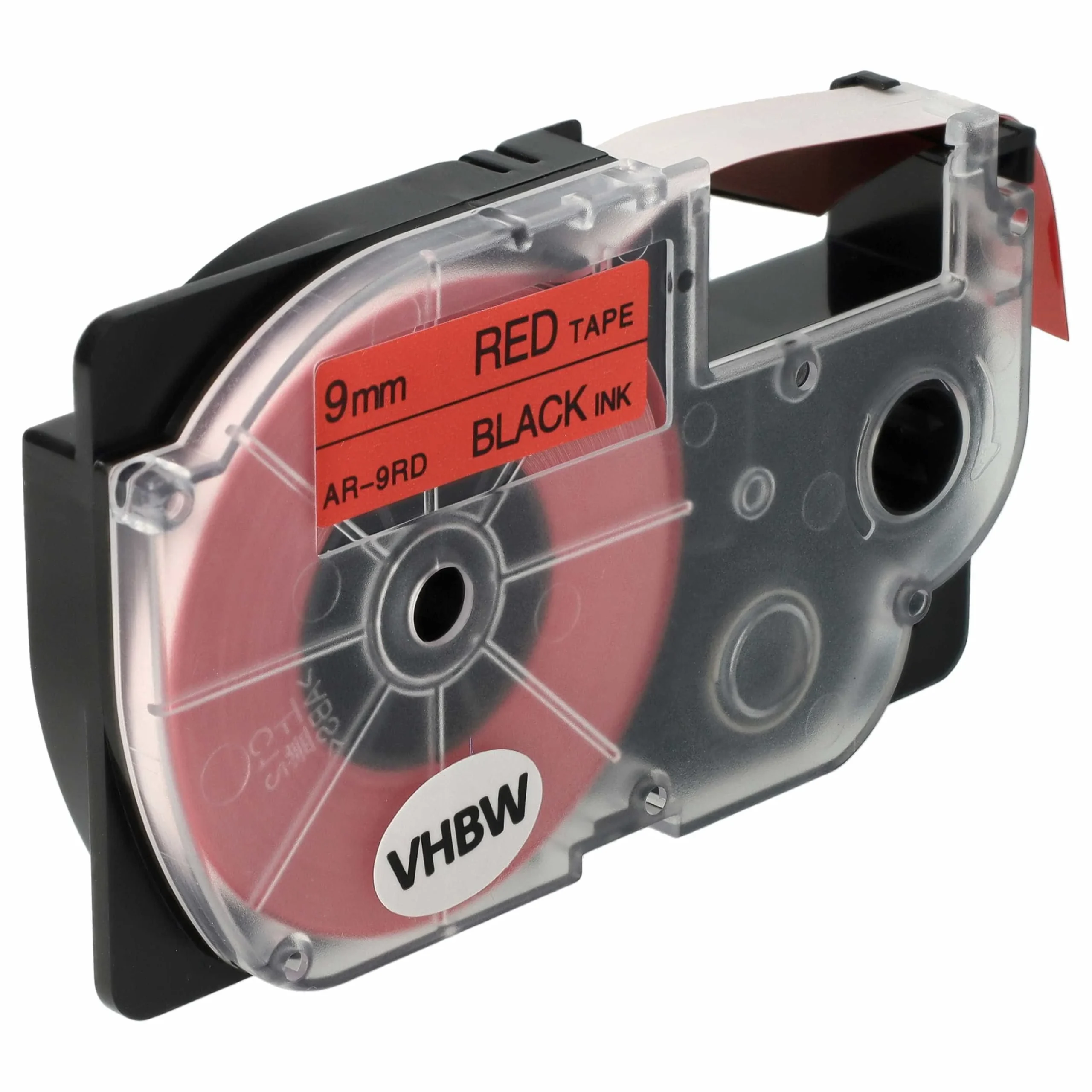 Cassette à ruban remplace Casio XR-9RD, XR-9RD1 - 9mm lettrage Noir ruban Rouge, plastique
