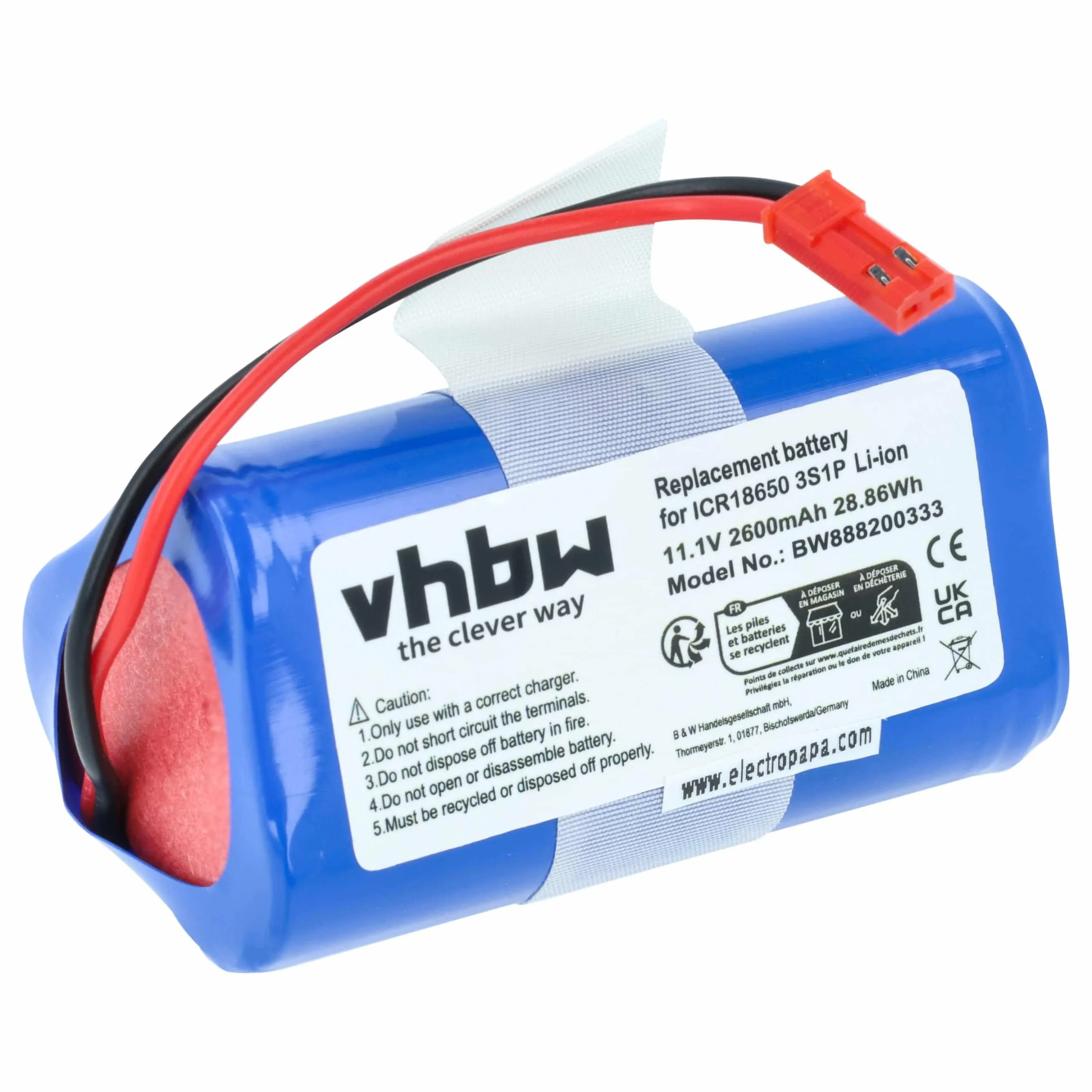 Batterie pour robot aspirateur Ecovacs CEN250, ML009, V700 - 2600mAh 11,1V Li-ion