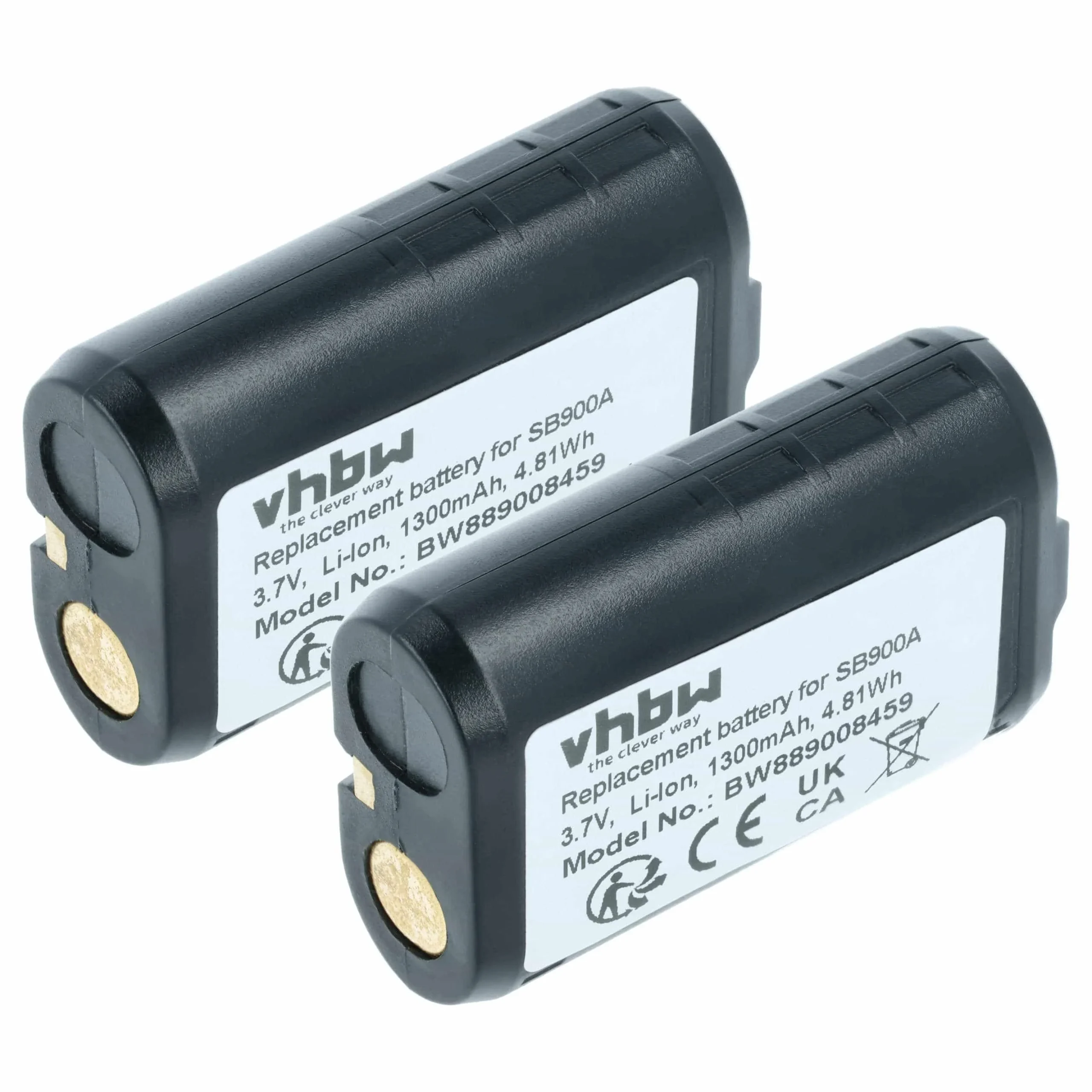 2x Batteries remplace Shure SB900A, 95A42465, SB900 pour système radio numérique Shure - 1300mAh 3,7V Li-ion