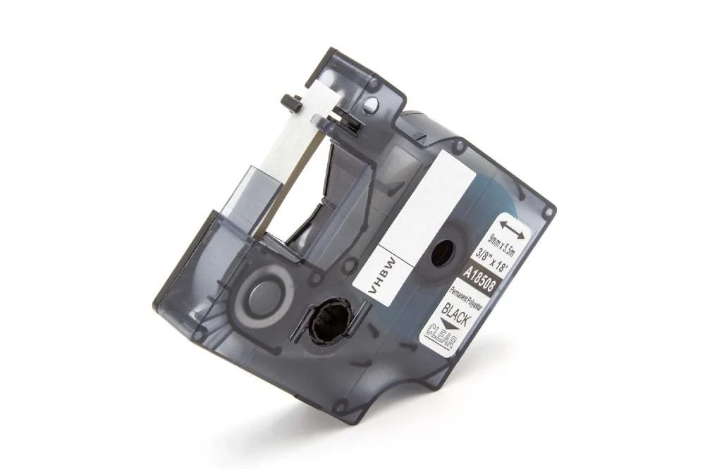 Cassette à ruban remplace Dymo 18508 - 9mm lettrage Noir ruban Transparent, plastique, polyester