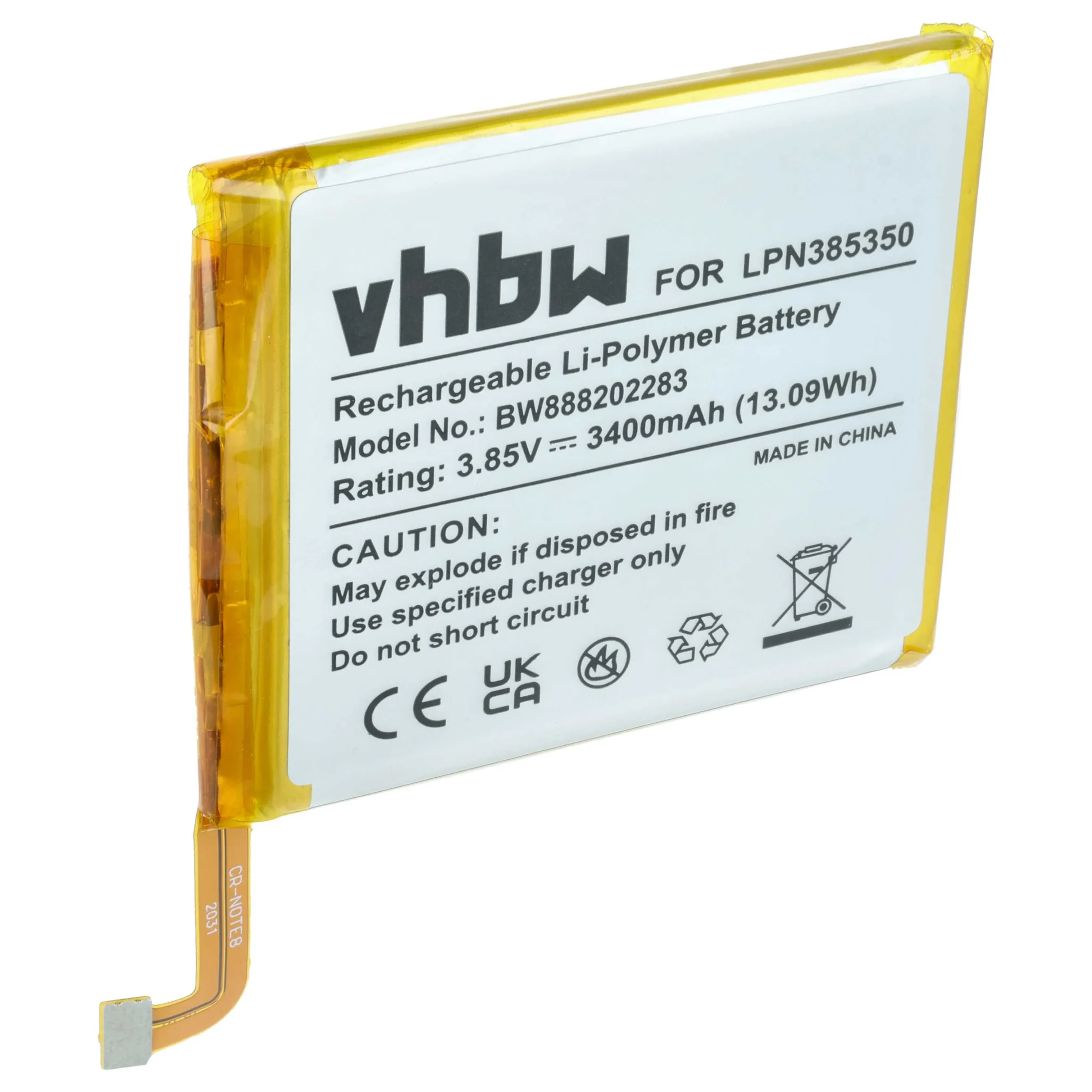Batterie remplace Crosscall LPN385350 téléphone portable Crosscall - 3400mAh 3,85V Li-polymère