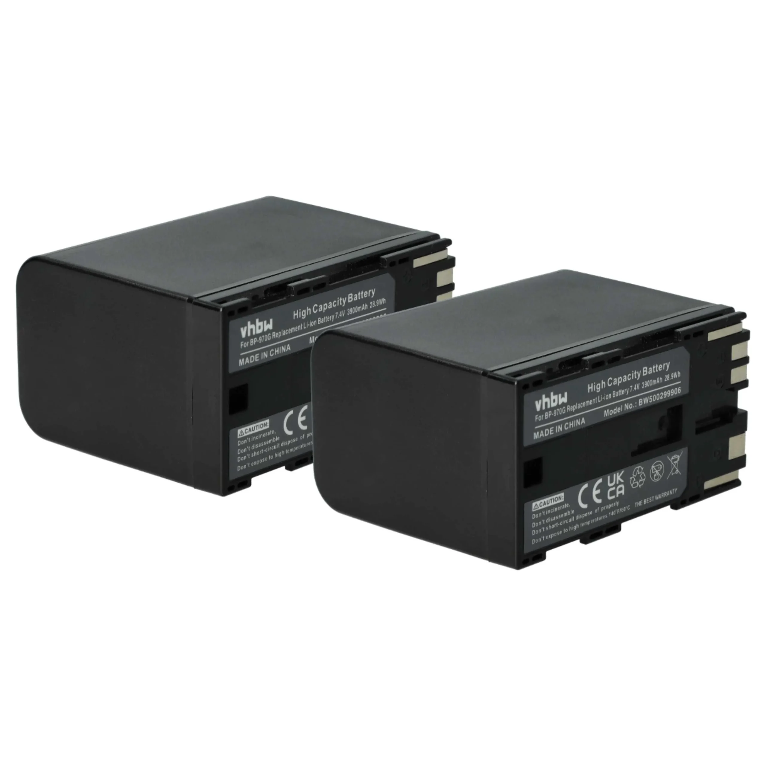 2x Batteries remplace Canon BP-955, BP-925, BP-975, BP-970G pour caméscope Canon- 6000mAh 7,4V Li-ion