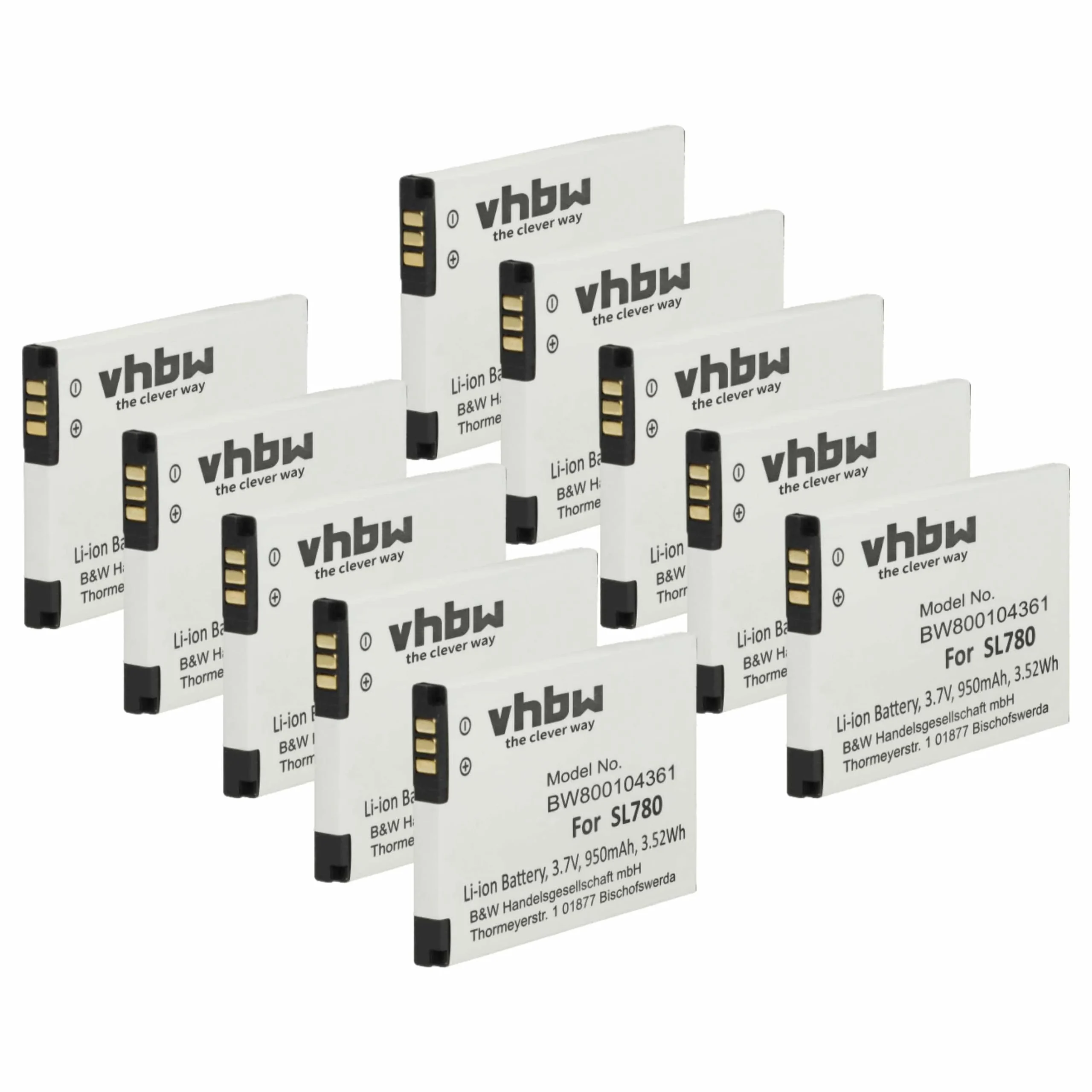 10x Batteries remplace Siemens S30852-D2152-X1, 4250366817255 pour téléphone Gigaset - 950mAh 3,7V Li-ion