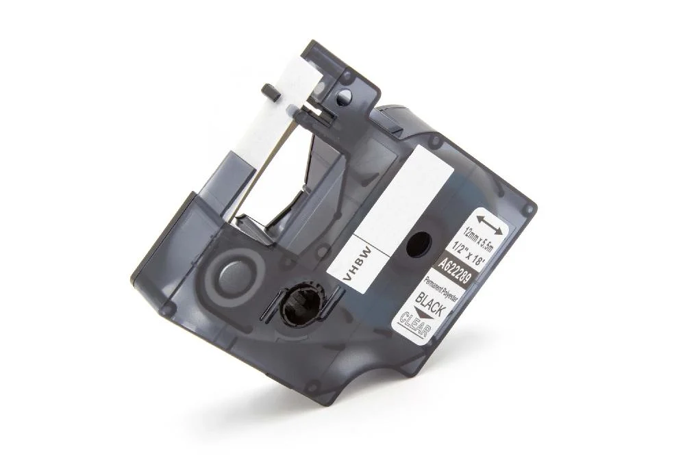 Cassette à ruban remplace Dymo 622289 - 12mm lettrage Noir ruban Transparent, plastique, polyester