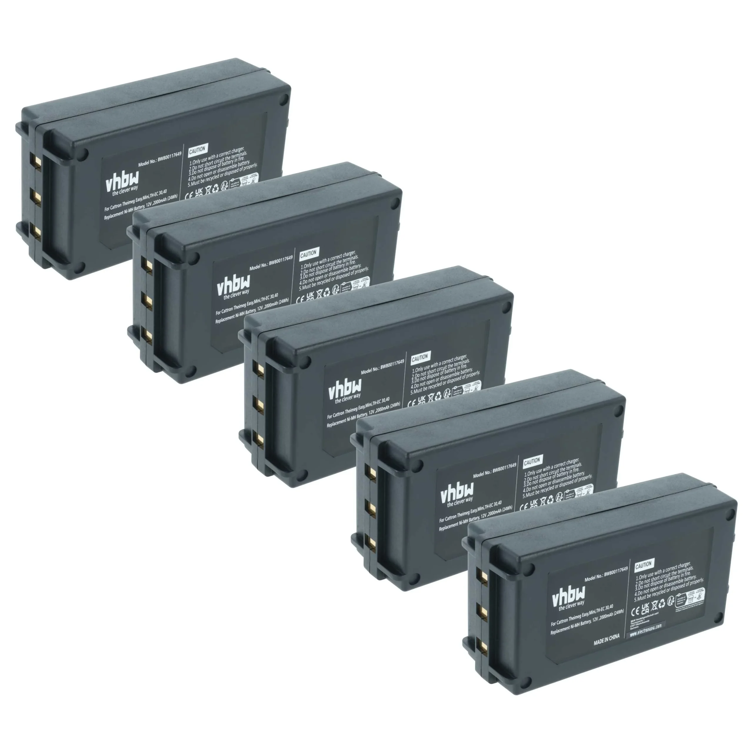 Batterie (5 pièces) remplace Cattron Theimeg BT081-00053, BT081-00061, BT923-00044 - 2000mAh 12V NiMH