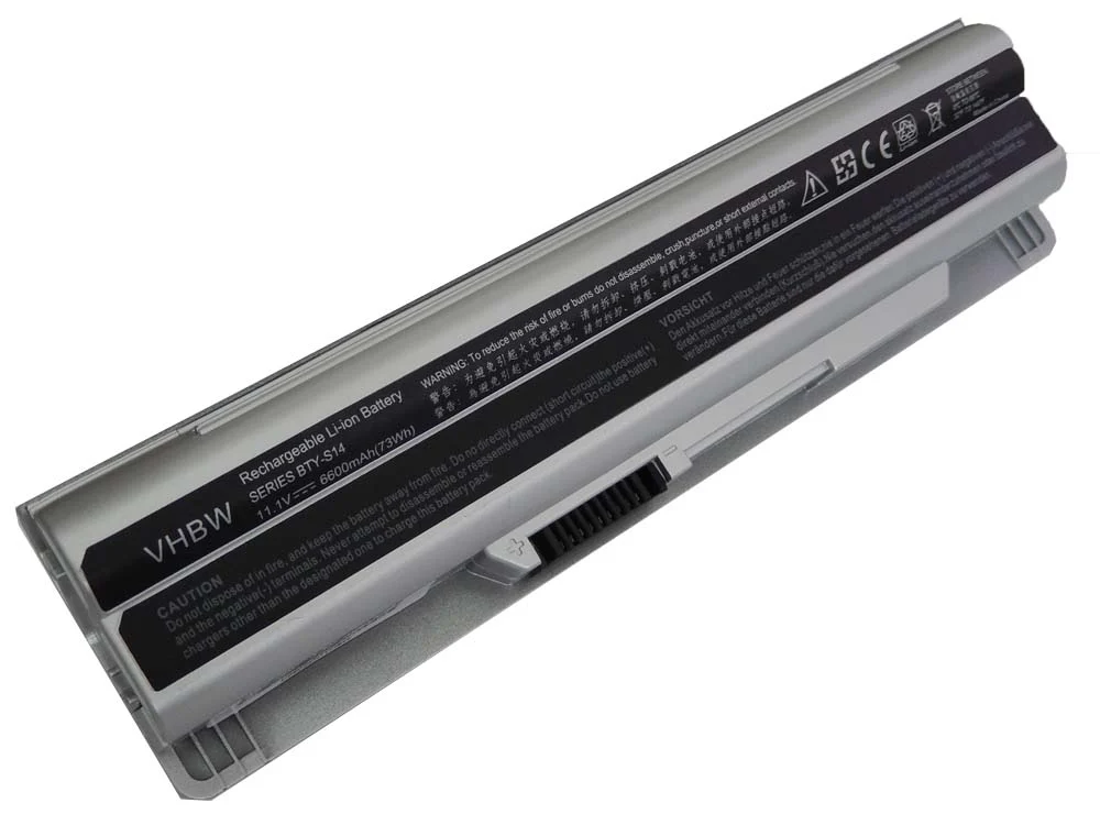 Batterie remplace Medion 40029231, 40029150 pour ordinateur portable MSI- 6600mAh 11,1V Li-ion, argenté