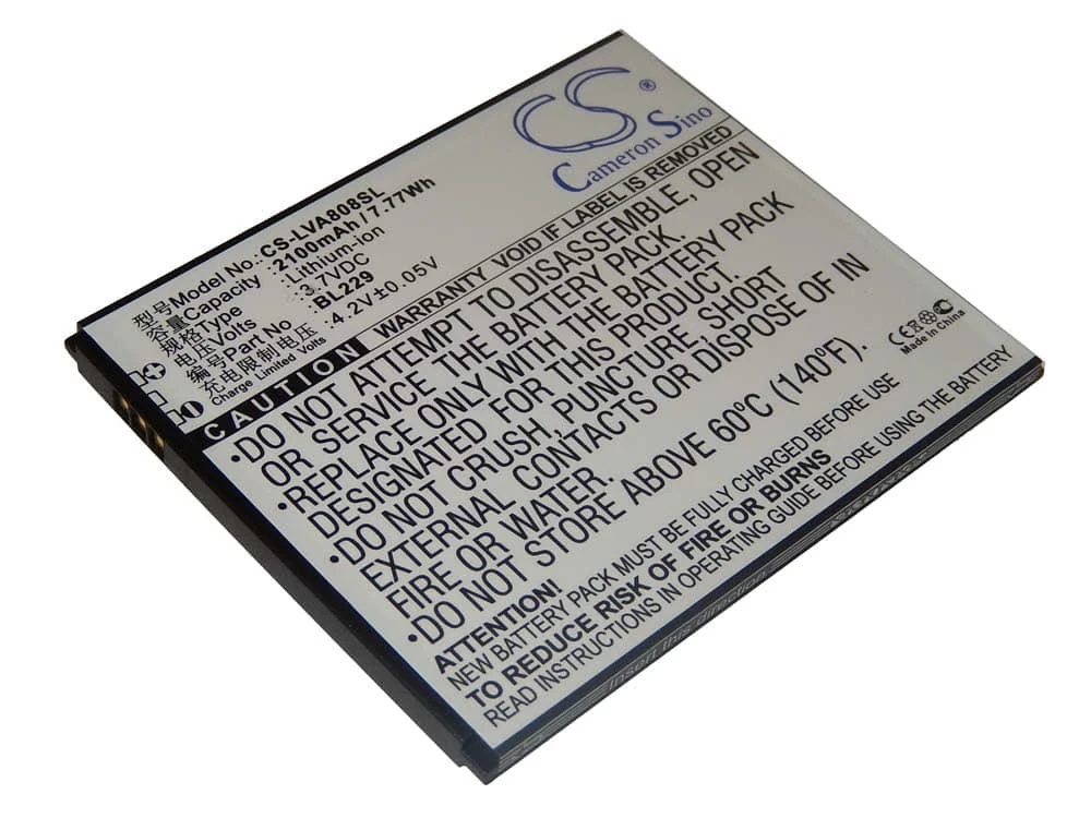 Batterie remplace Lenovo BL229 téléphone portable Lenovo - 2500mAh 3,7V Li-ion