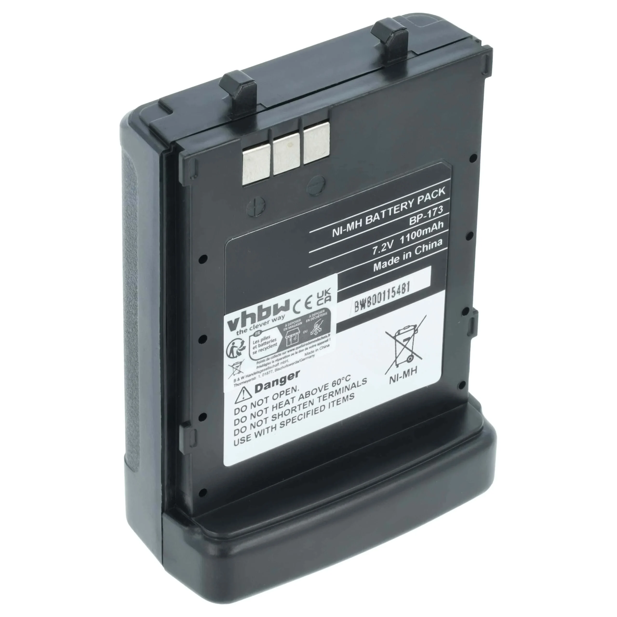 Batterie remplace Icom BP-173, BP-180H, BP-180 pour radio talkie-walkie Icom- 1100mAh 7,2V NiMH