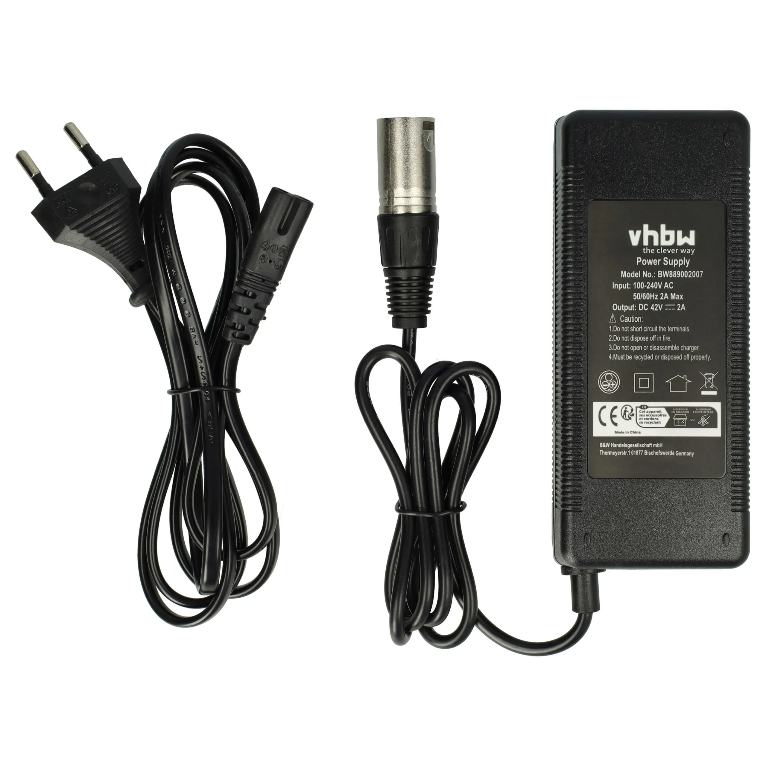 Chargeur pour batterie e-bike Prophete, Kreidler, Zündapp, Curtis - batterie 36V prise, XLR, 2.0 A