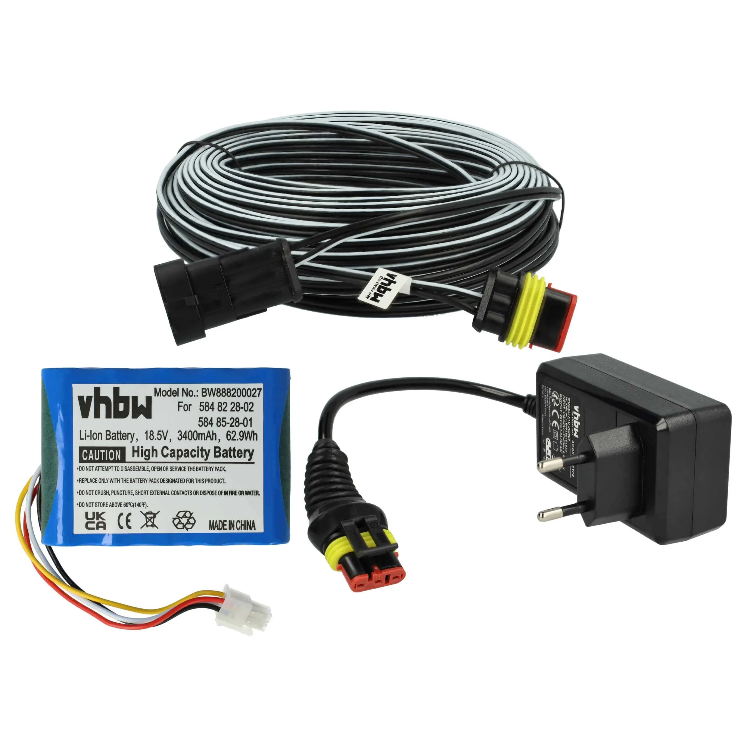 Prise, Batterie 3400 mAh, Câble 30m remplace Gardena 00057-98.251.01 pour tondeuse
