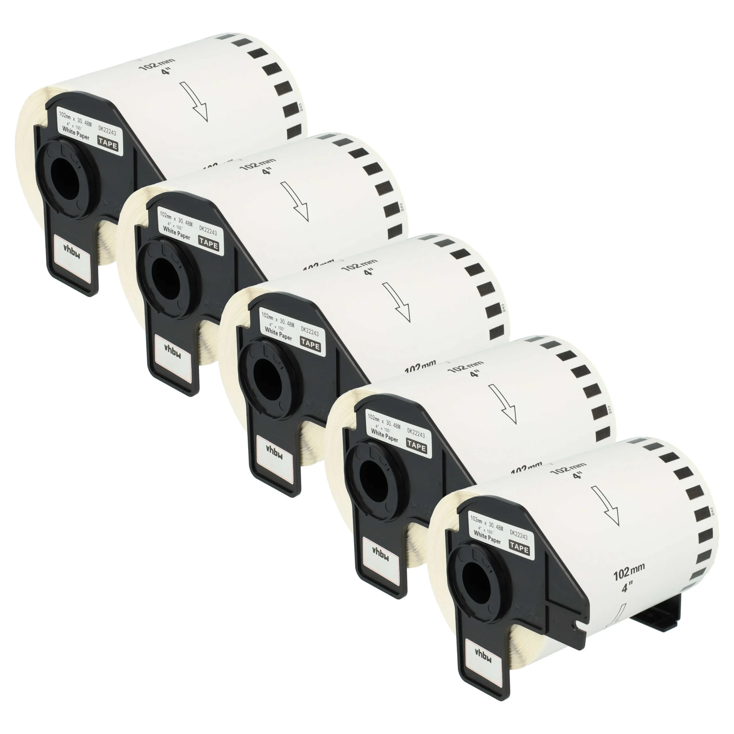 5x Étiquette remplacent Brother DK-22243 pour imprimante étiqueteuse - 102mm x 30,48m + support