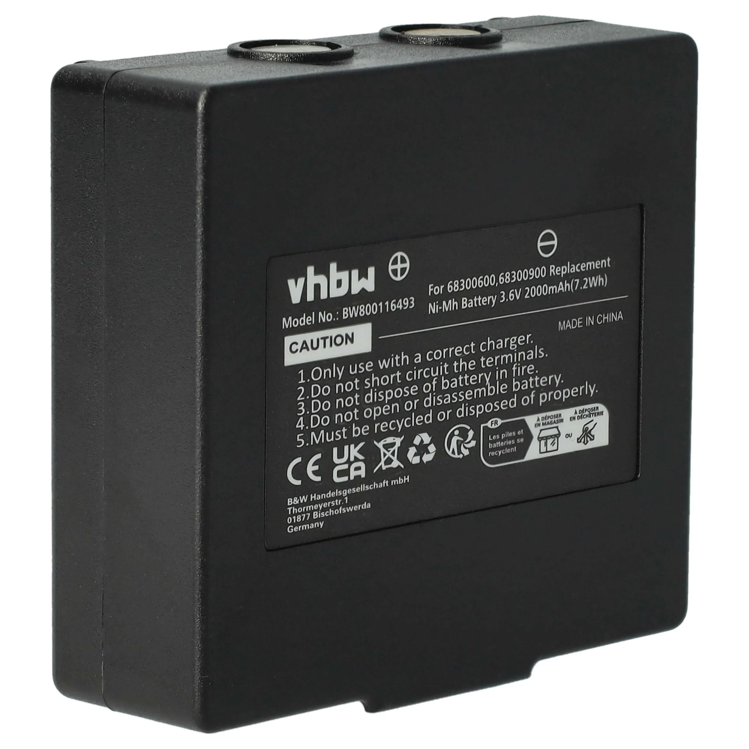 Batterie remplace Abitron KH68300990, EX2-22 - 2000mAh 3,6V NiMH